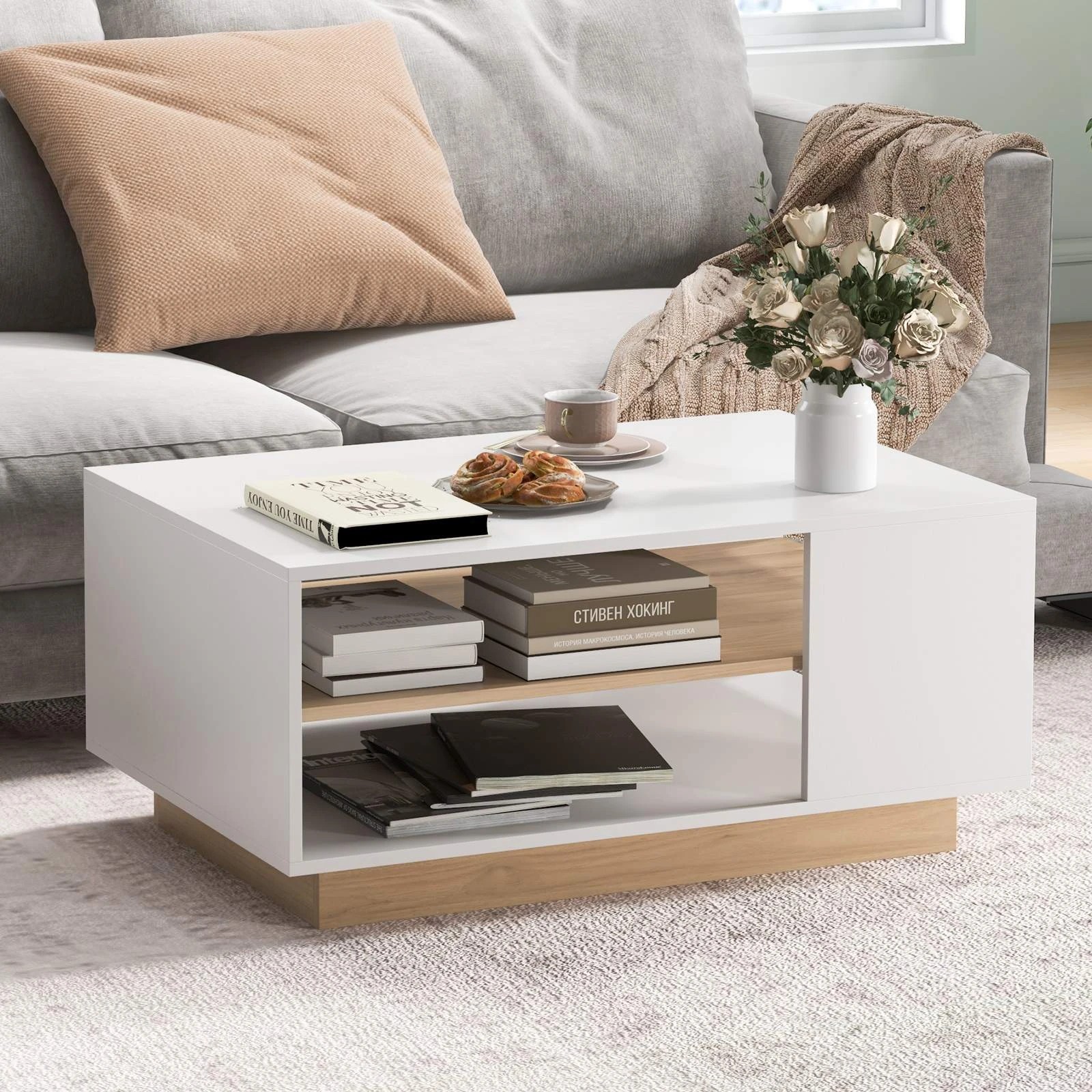 2 Costway 3-Tier Coffee Table Modern Tea Table Square Sofa Side Table, 2 of 4