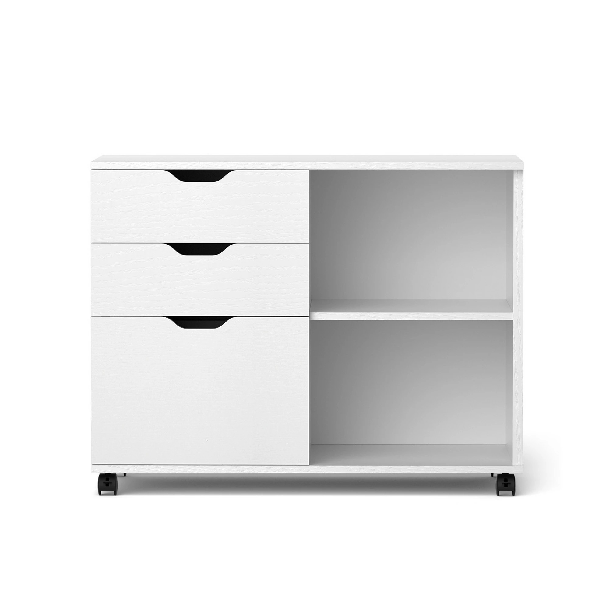 3 Artiss 3 Drawer Mobile Filing Cabinet Printer Stand Cabinet Home Office Storage - White, 3 of 3