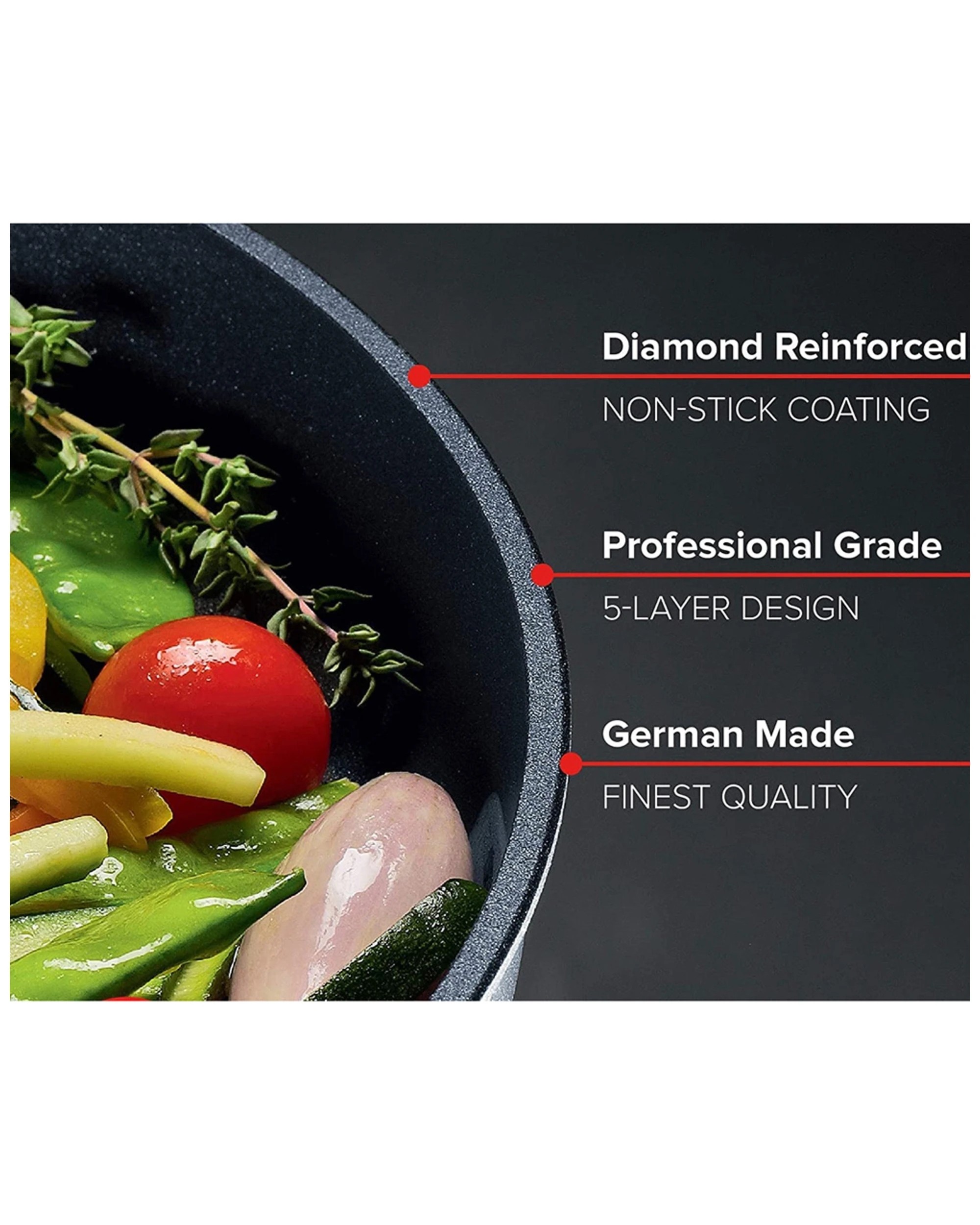 2 Woll Diamond Lite 32cm Frypan, Induction-Compatible with Detachable Handle - Plain, 2 of 6