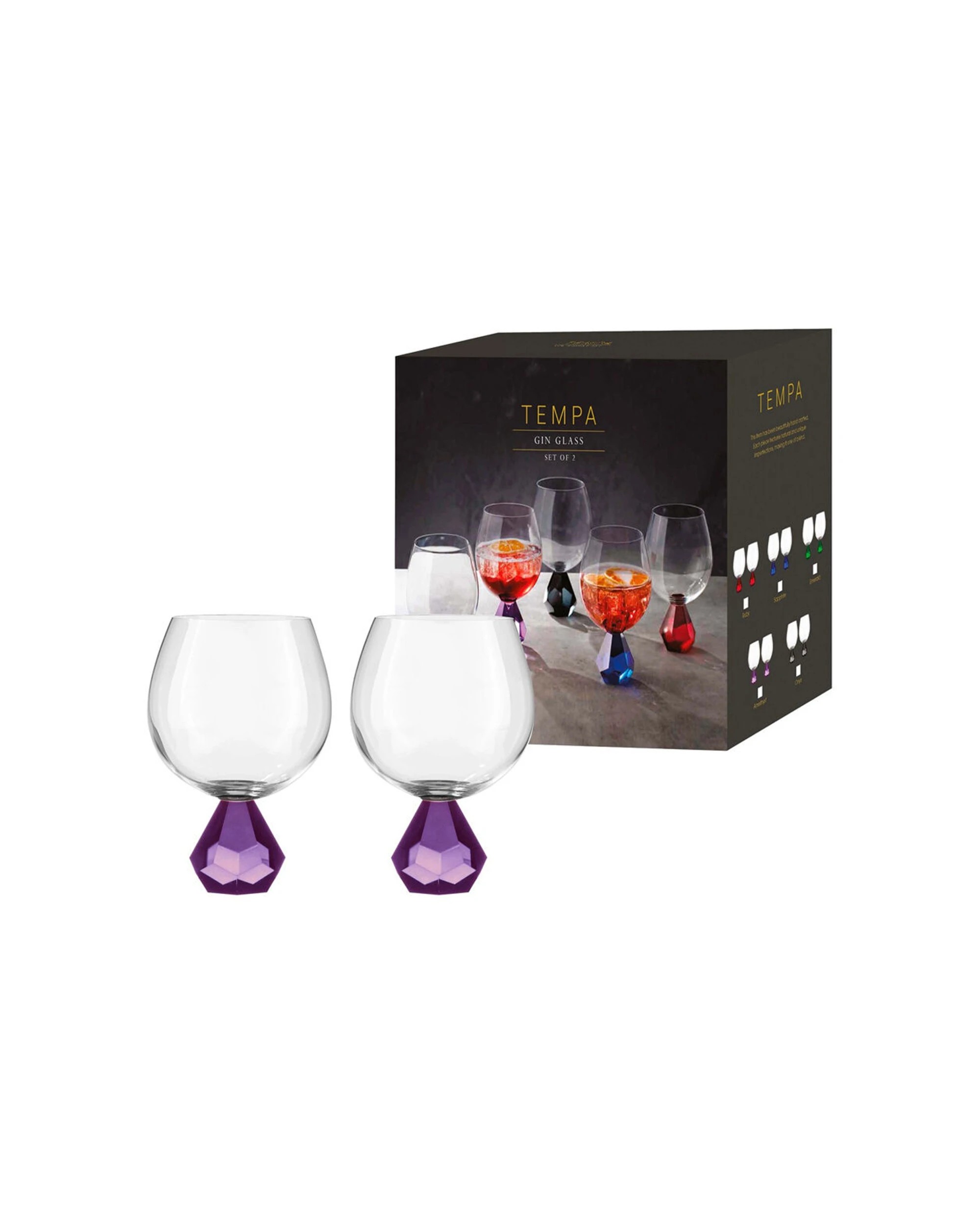 3 Ladelle 2PK Zhara Crystal Gin Drinking Glasses Set 500ml Amethyst - Purple, 3 of 3