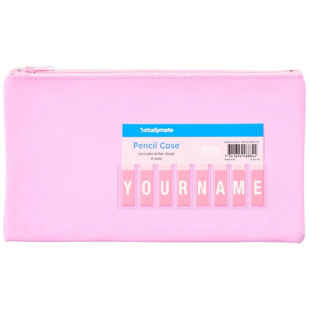 5 Studymate Single Zip Name Pencil Case Small Light Pink, 5 of 5