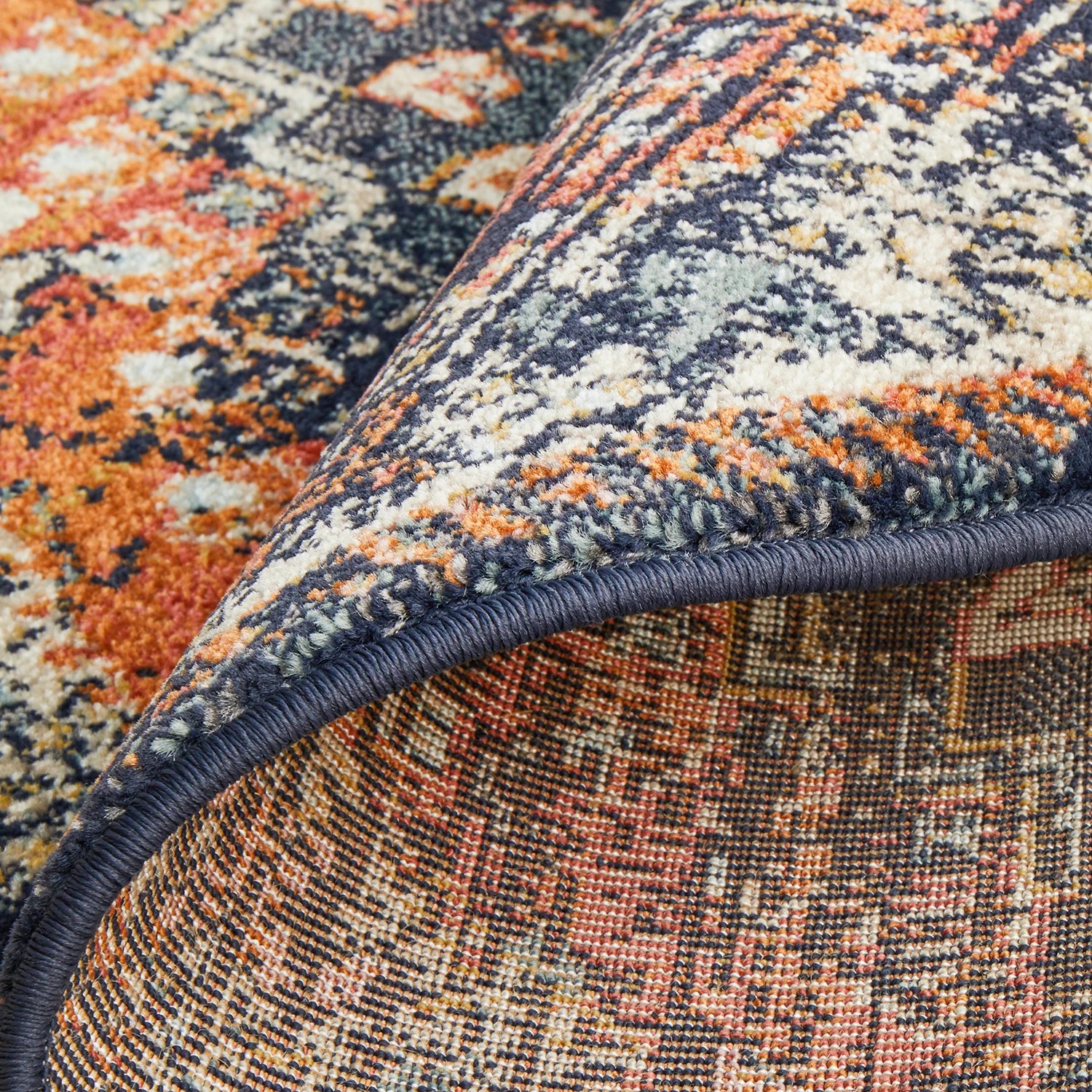 9 Common Ground Rugs Eterna 854 150x150cm - Small Round Power Loomed Pet Friendly Rug - Blue, 9 of 9