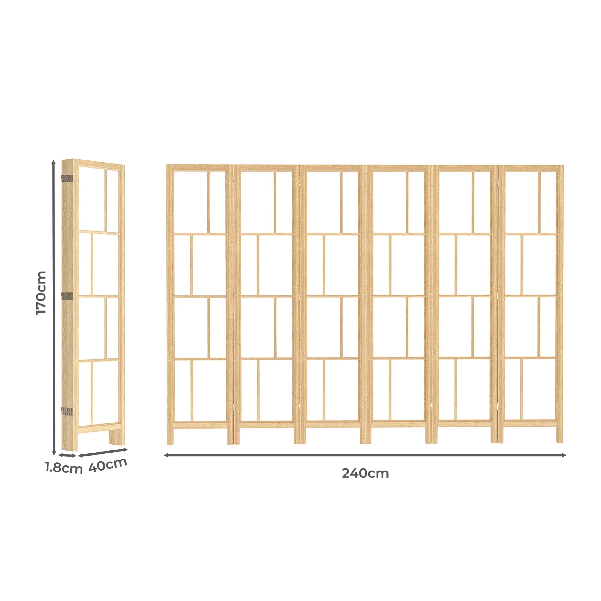 3 Levede 6 Panel Room Divider Folding Partition Freestanding Screen Wooden, 3 of 9