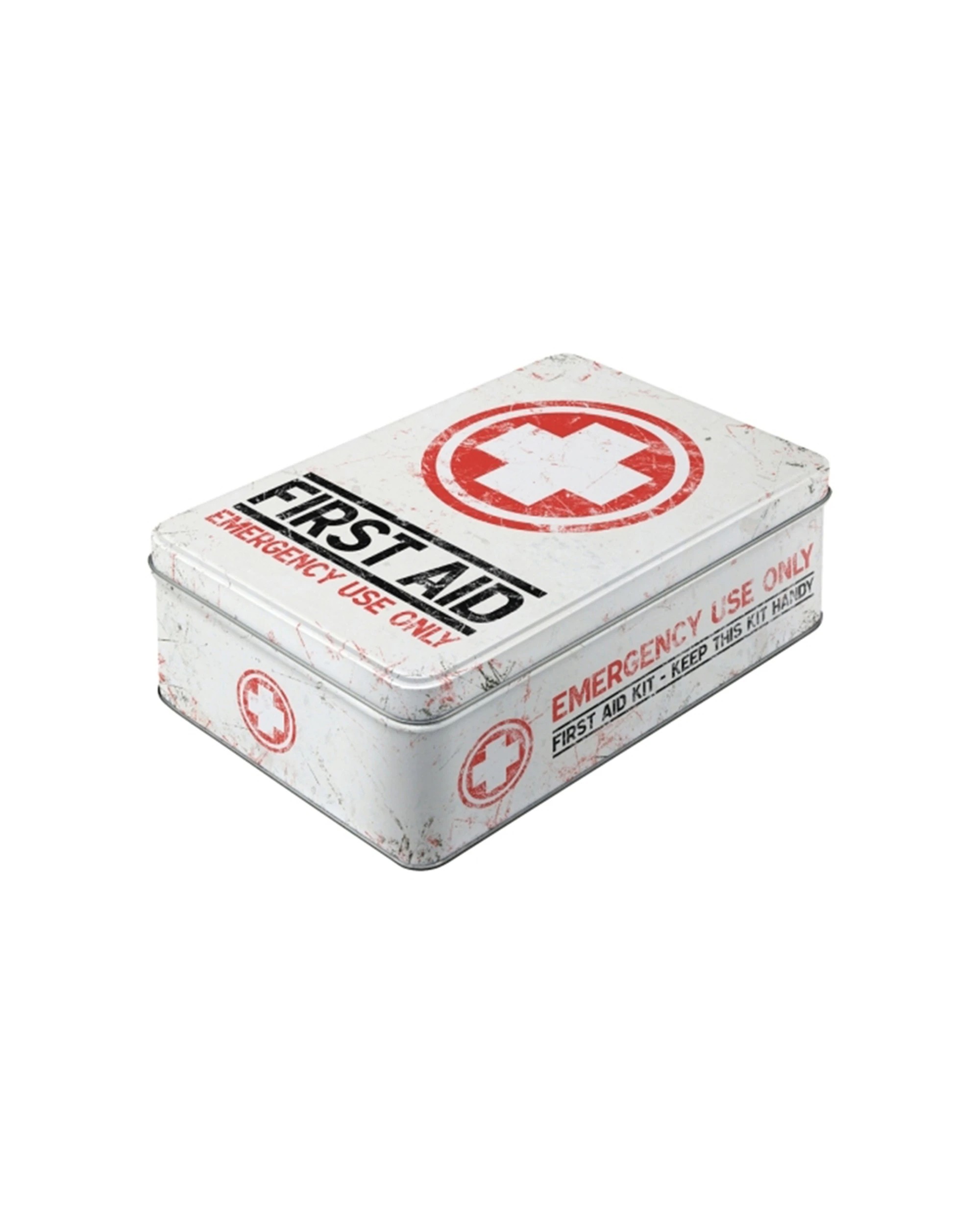 1 Nostalgic Art Flat Tin Storage Box Embossed Design 2.5L Capacity - First Aid Kit - Natural, 1 of 1