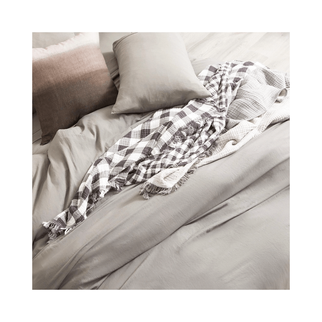 4 Ddecor Home Ultra Plush Vintage-Washed Microfiber Quilt Cover Set - Charcoal - Charcoal, 4 of 4