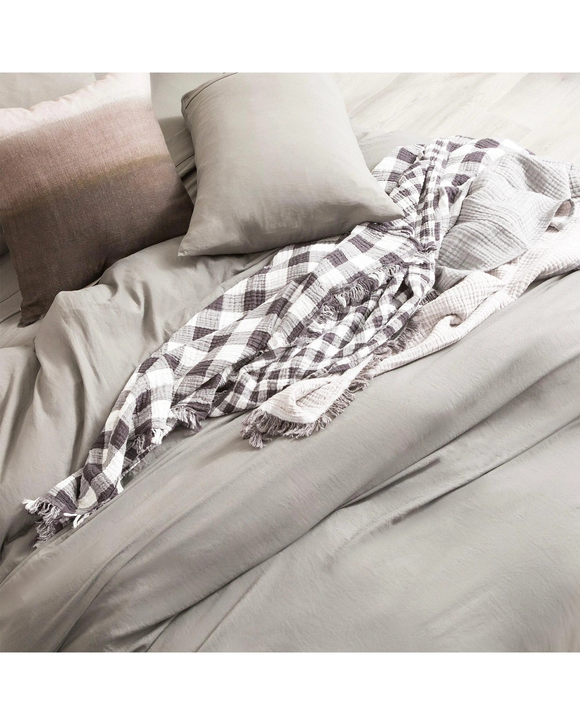 4 Ddecor Home Ultra Plush Vintage-Washed Microfiber Quilt Cover Set - Charcoal - Charcoal, 4 of 4