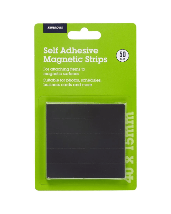 J.Burrows Self-adhesive Magnetic Strips 40 x 15 mm 50 Pack
