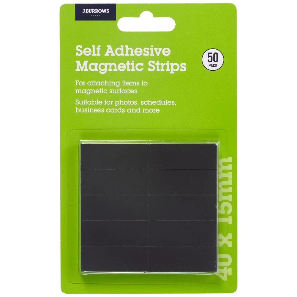 1 J.Burrows Self-adhesive Magnetic Strips 40 x 15 mm 50 Pack, 1 of 2