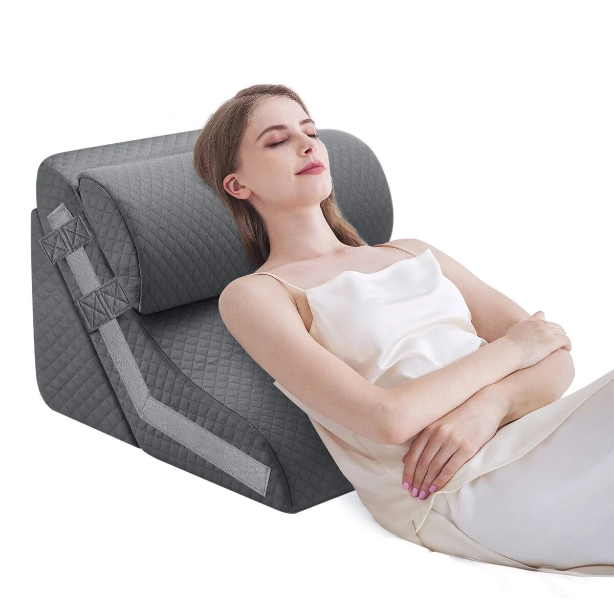 3 LUXDREAM Wedge Pillow Set 3Pcs Triangle Bed Cushion Memory Foam Head Back Support Adjustable Headrest for Sleeping, 3 of 3