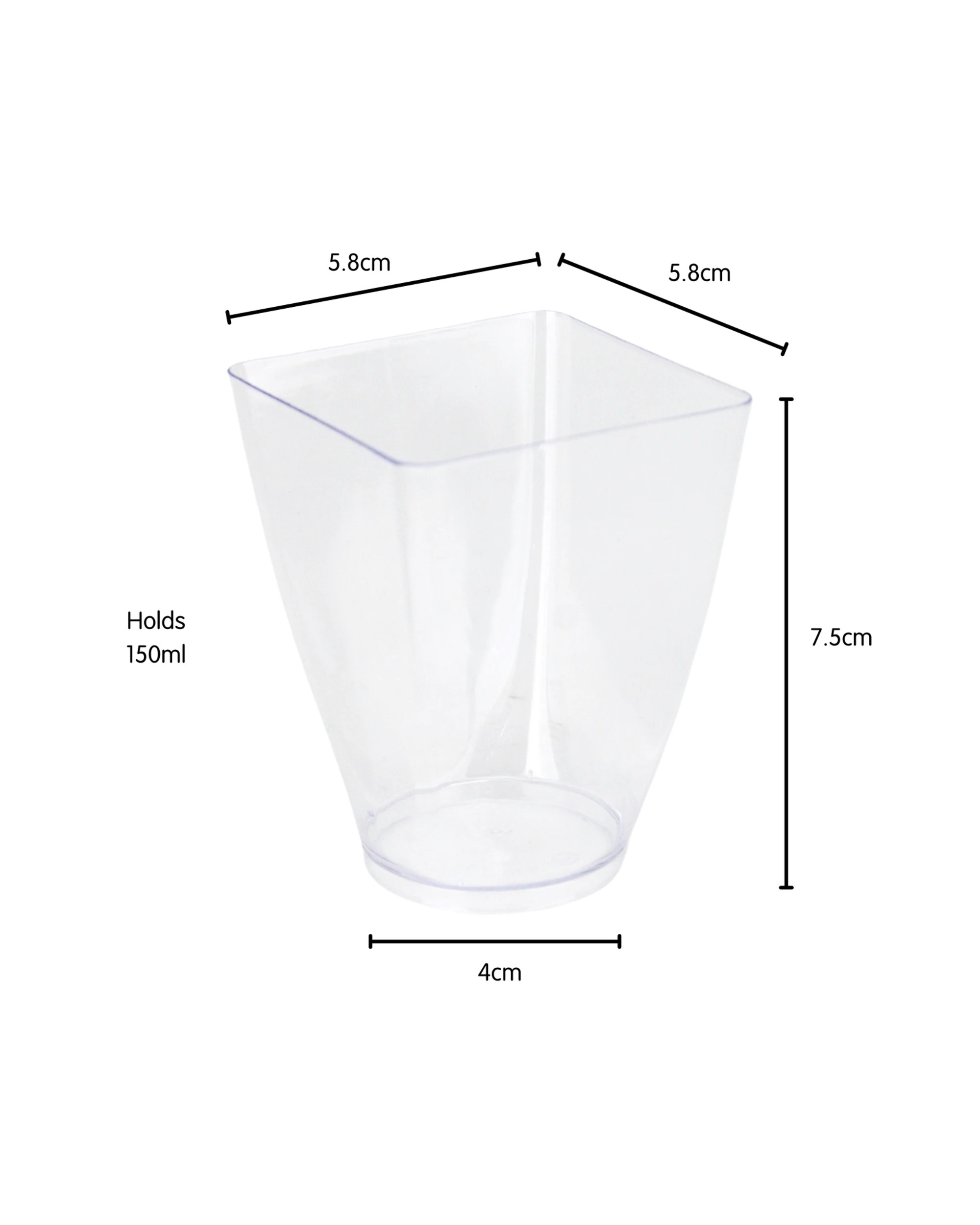 2 Magicpro Mini Plastic Round Base Square Dessert Cups 150ml Pack of 12 - Clear, 2 of 3