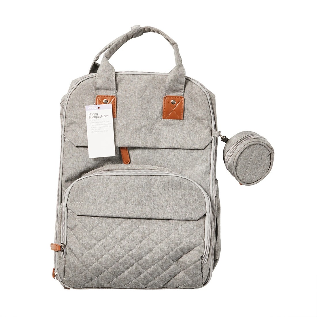 8 Nappy Backpack Set - Grey, 8 of 8