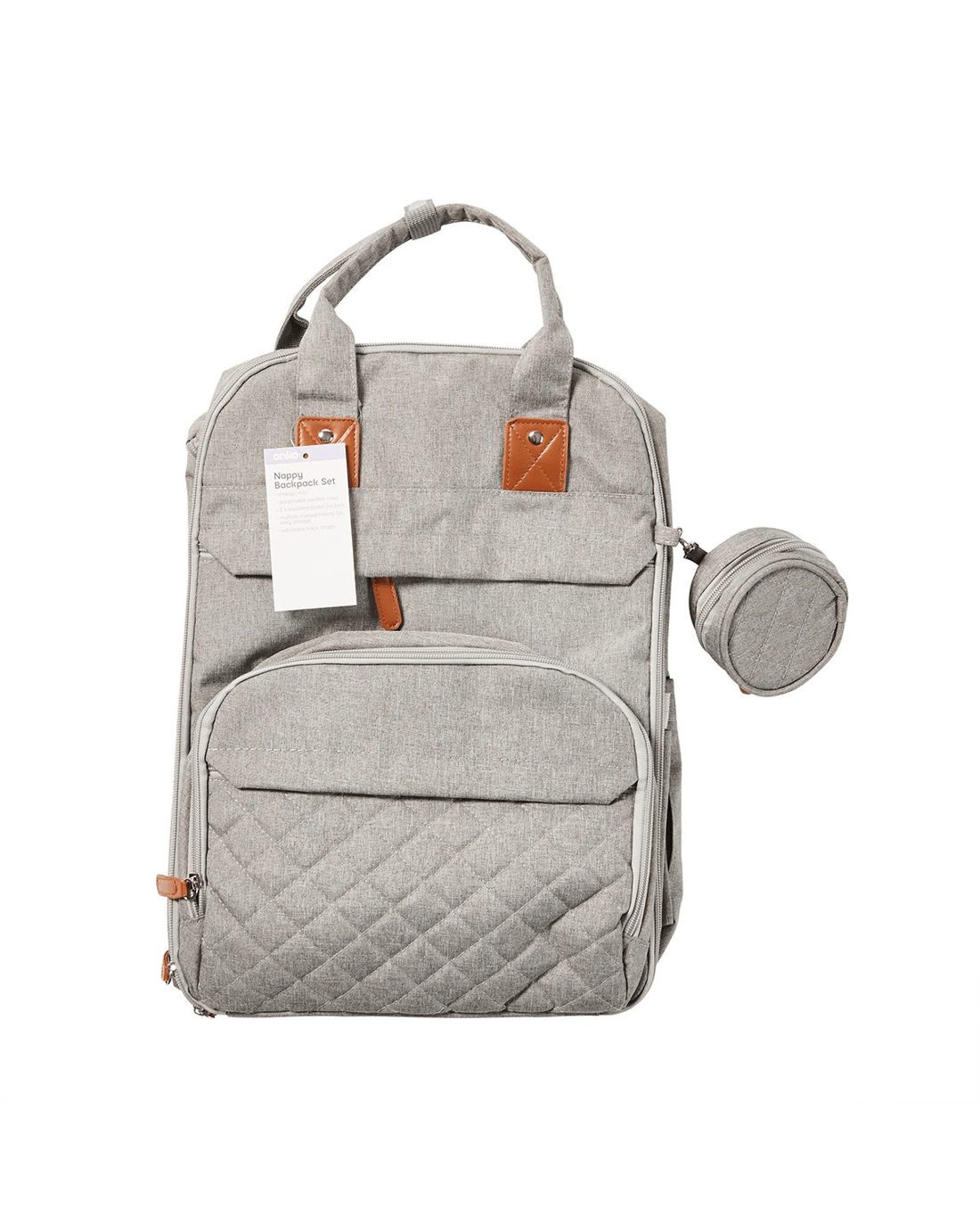 8 Nappy Backpack Set - Grey, 8 of 8