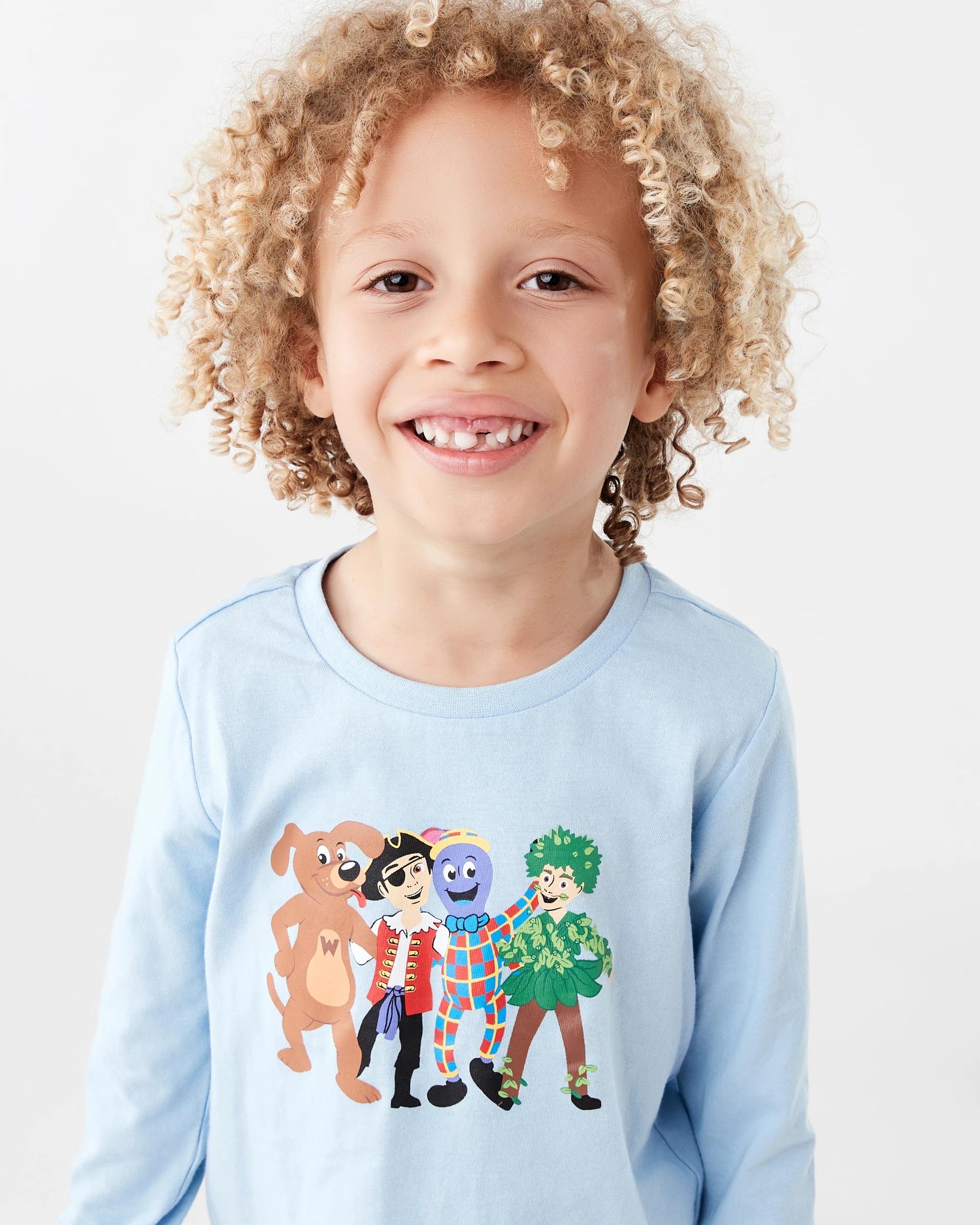 3 Wiggles License Rib Pyjama Set Blu Stripe, 3 of 10