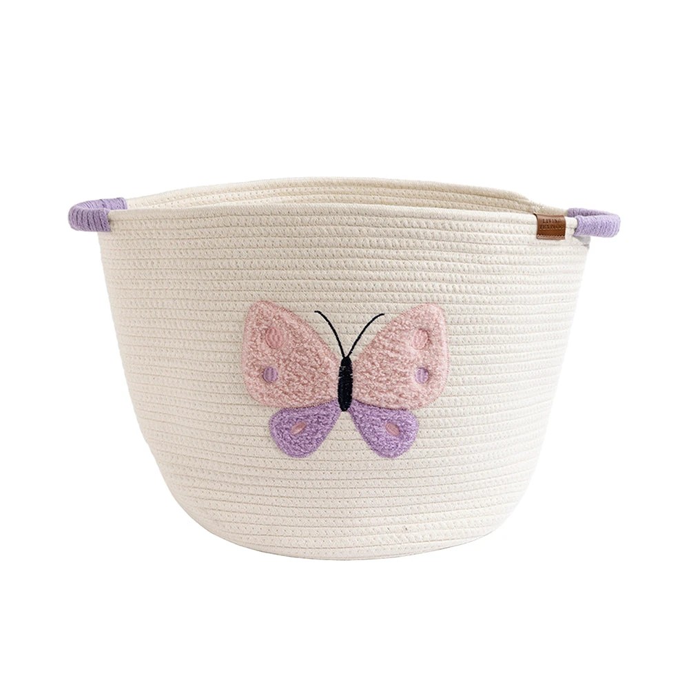 1 Living Textiles Butterfly Embroidered Cotton Rope Storage Hamper – Assorted, 1 of 4