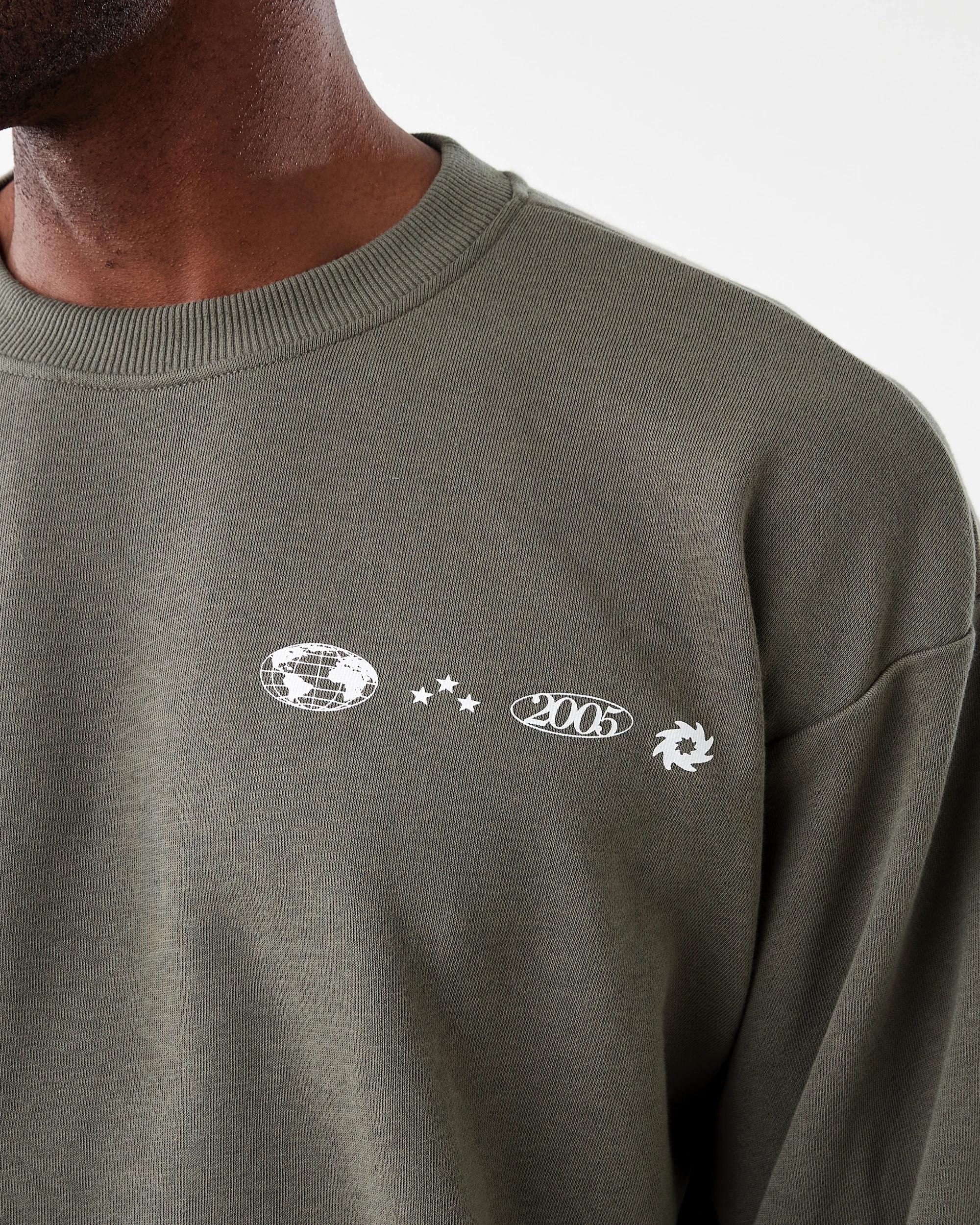 7 Terry Oversized Print Crew Neck Sweatshirt Grn Sevila, 7 of 9