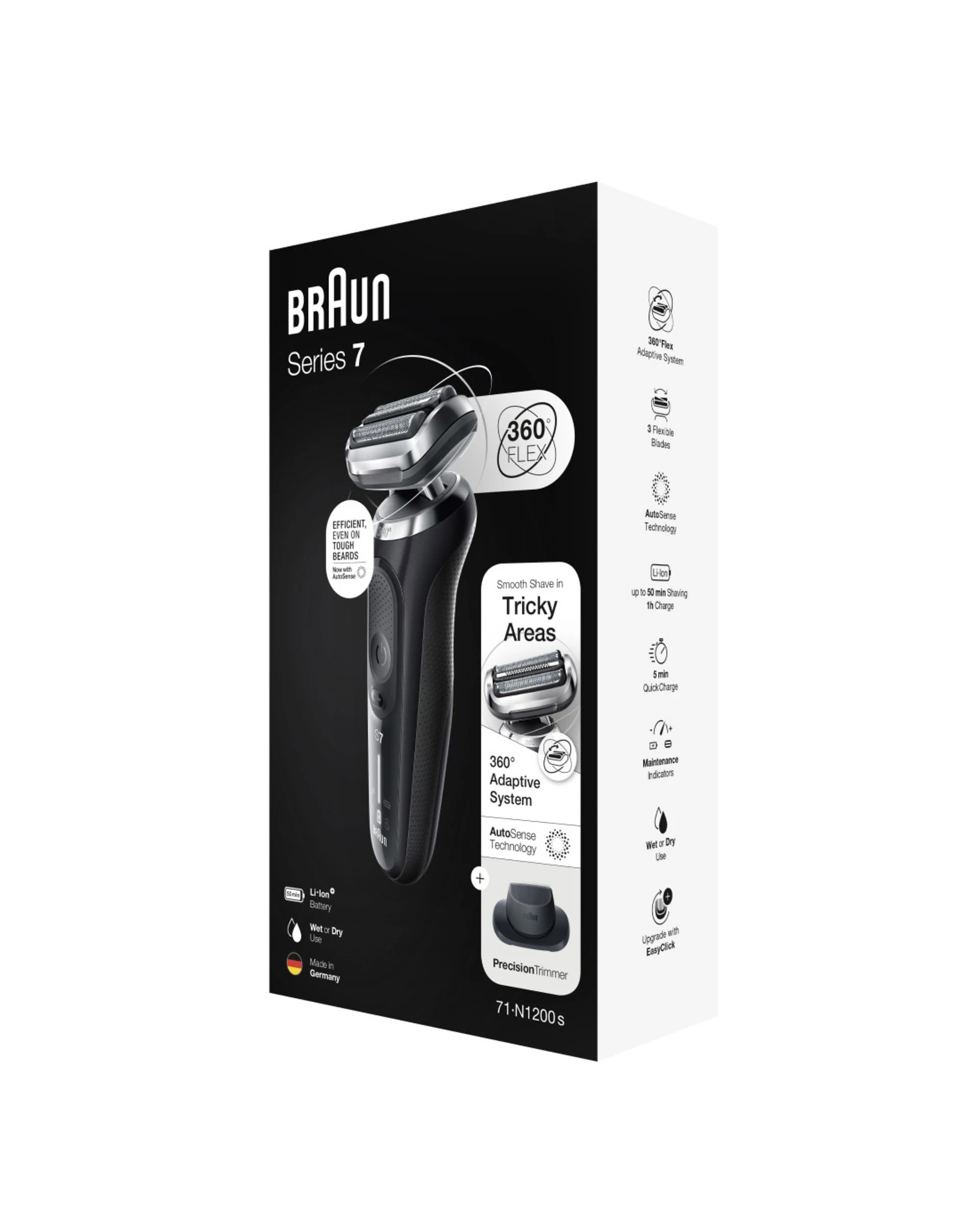 3 Braun Series 7 Wet & Dry Shaver w/ Precision Trimmer Head 71-N1200s - Black, 3 of 3