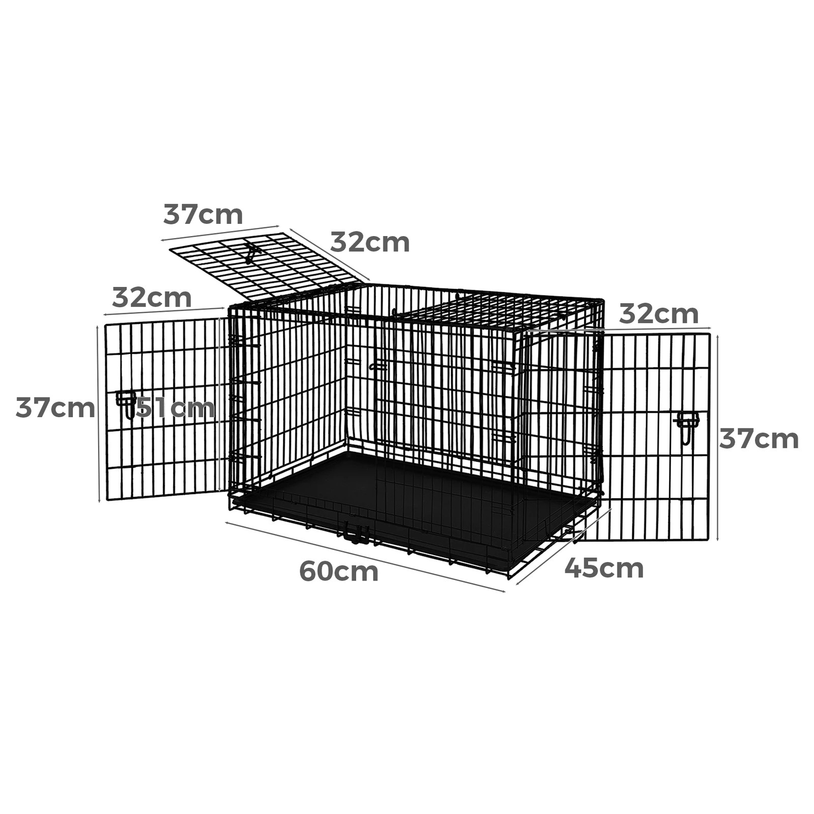 6 Beastie Dog Cage 24 inch Large Pet Crate Kennel Cat Metal Playpen Foldable - Black, 6 of 8