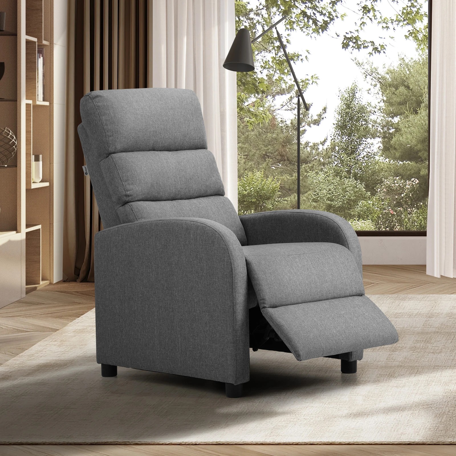 2 Oikiture Recliner Chair Sofa Polyester
 - Grey, 2 of 7