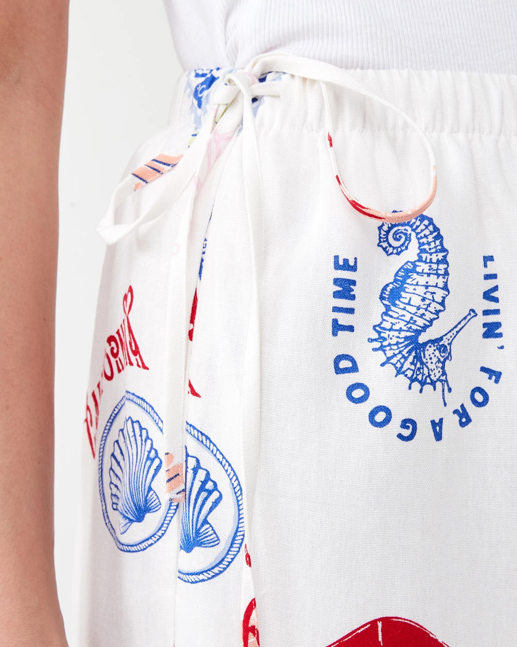 5 Linen Blend Side Tie Pants Oceanscene, 5 of 7