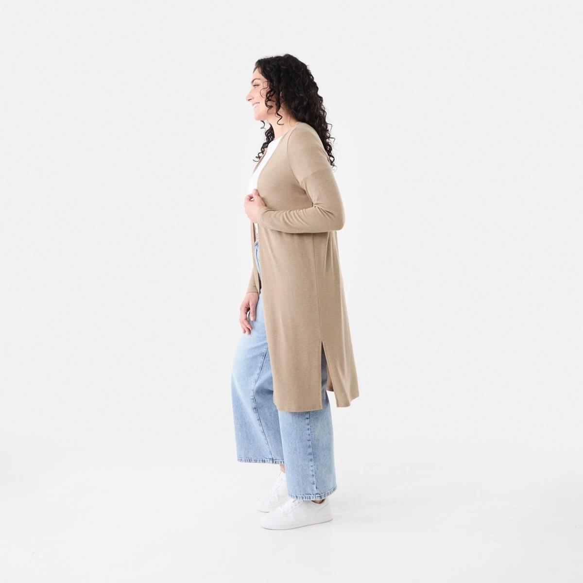 2 Long Sleeve Cardigan Sand Mrl, 2 of 5