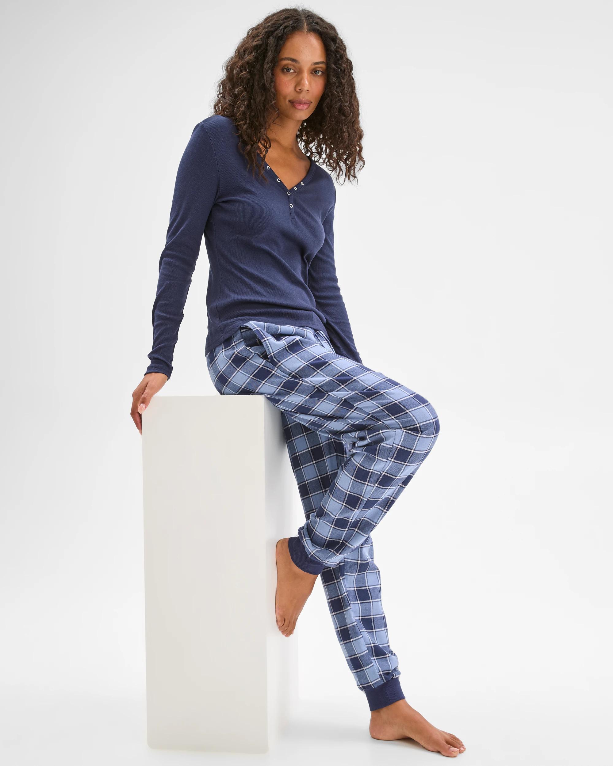 2 Target Woman Australian Cotton Flannelette Jogger Sleep Pants NAVY BUFFALO CHECK, 2 of 6