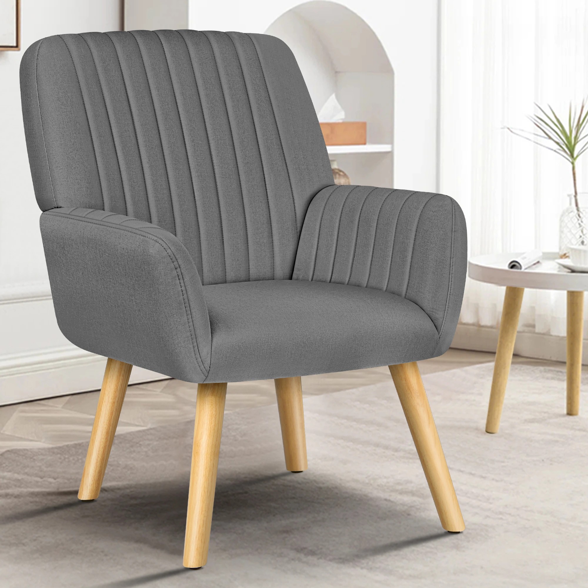 2 Alfordson Armchair Lounge Chair Upholstered Accent Chair Sofa Couch Light - Light Grey, 2 of 9