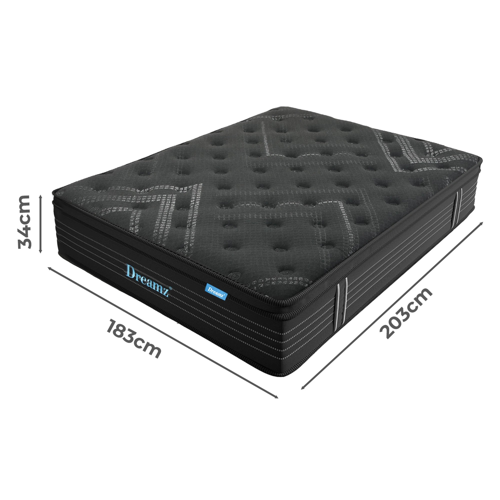 3 Dreamz Spring Mattress Bed Pocket Egg Crate Foam Medium Firm King Size 34cm - King Bed, 3 of 8