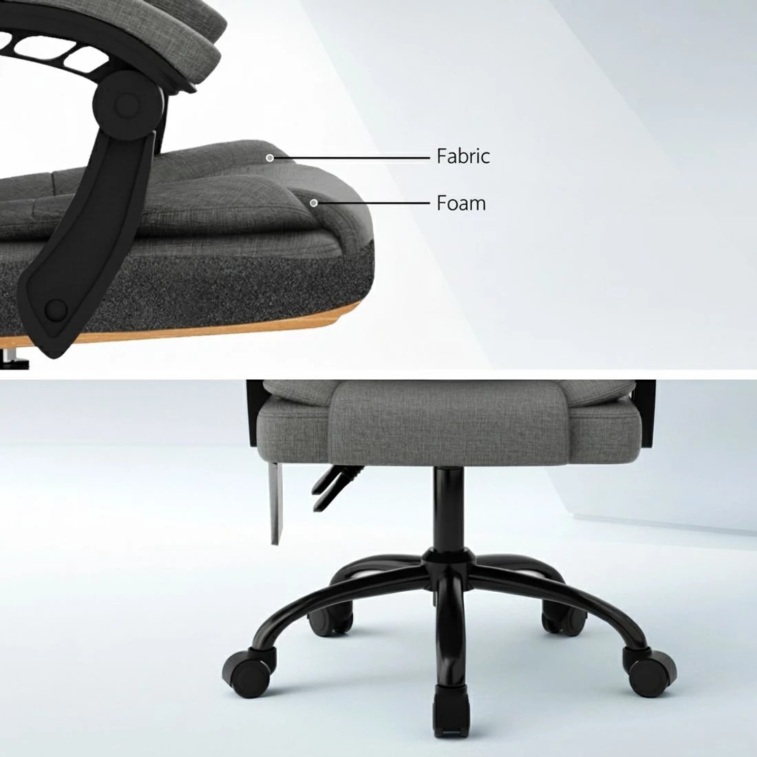 5 Artiss 2 Point Massage Office Chair Fabric - Grey, 5 of 5