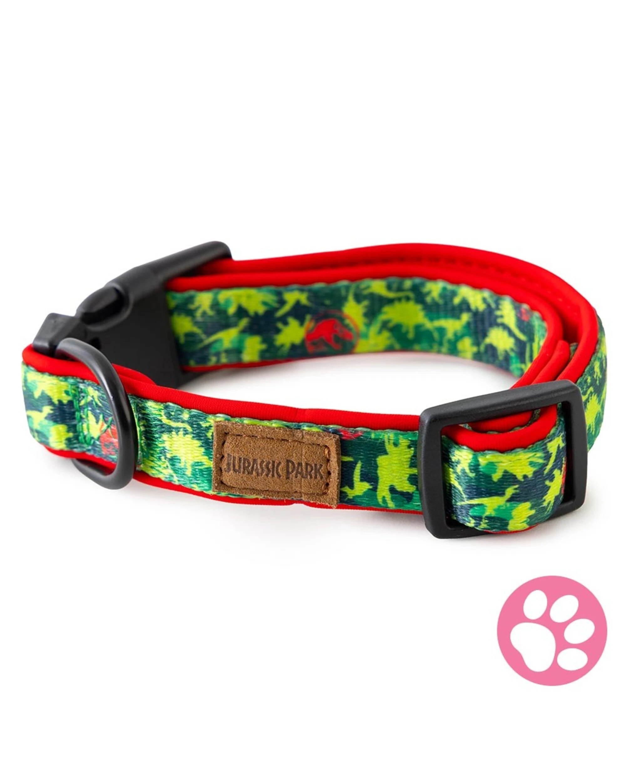 1 Jurassic Park - Dinosaur Camouflage Pet Collar - Green,Red, 1 of 1
