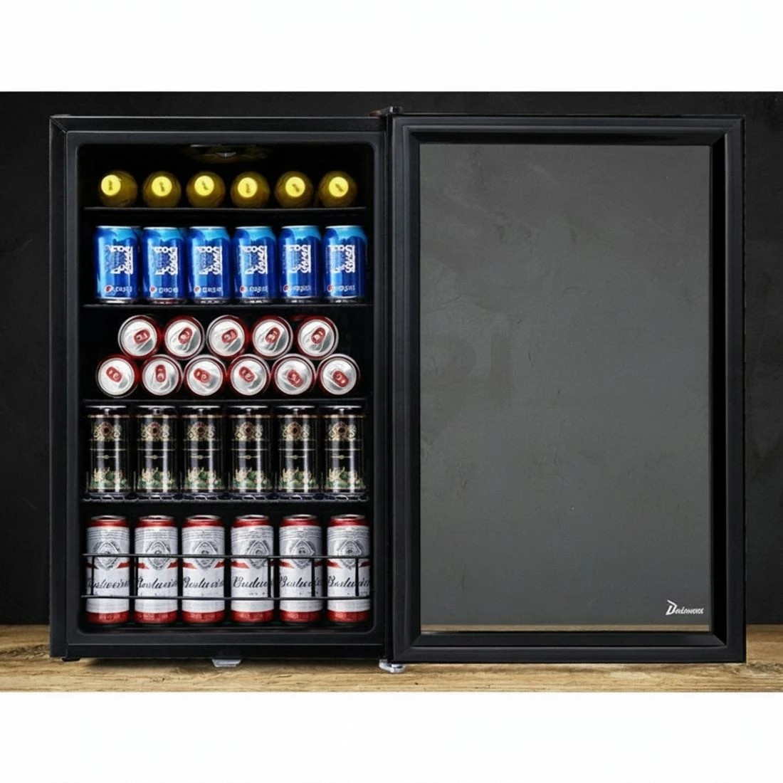 4 Devanti 130L Bar Fridge Glass Door w/Light - Black, 4 of 6