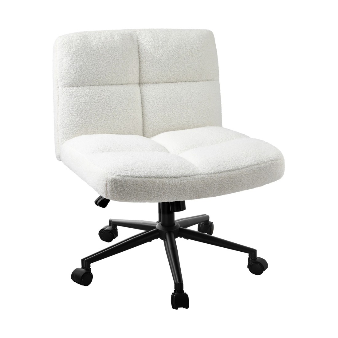 1 Oikiture Armless Office Desk Chair Boucle
 - White, 1 of 9