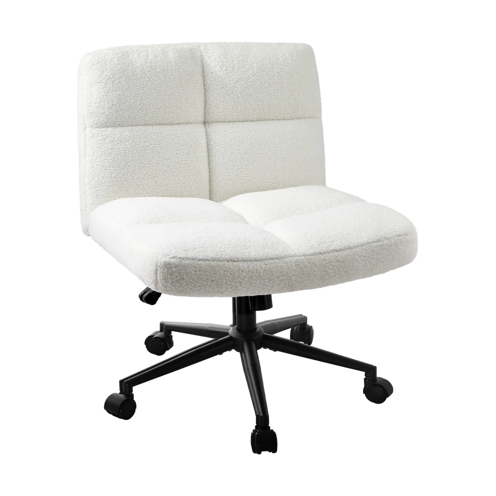 1 Oikiture Armless Office Desk Chair Boucle
 - White, 1 of 9