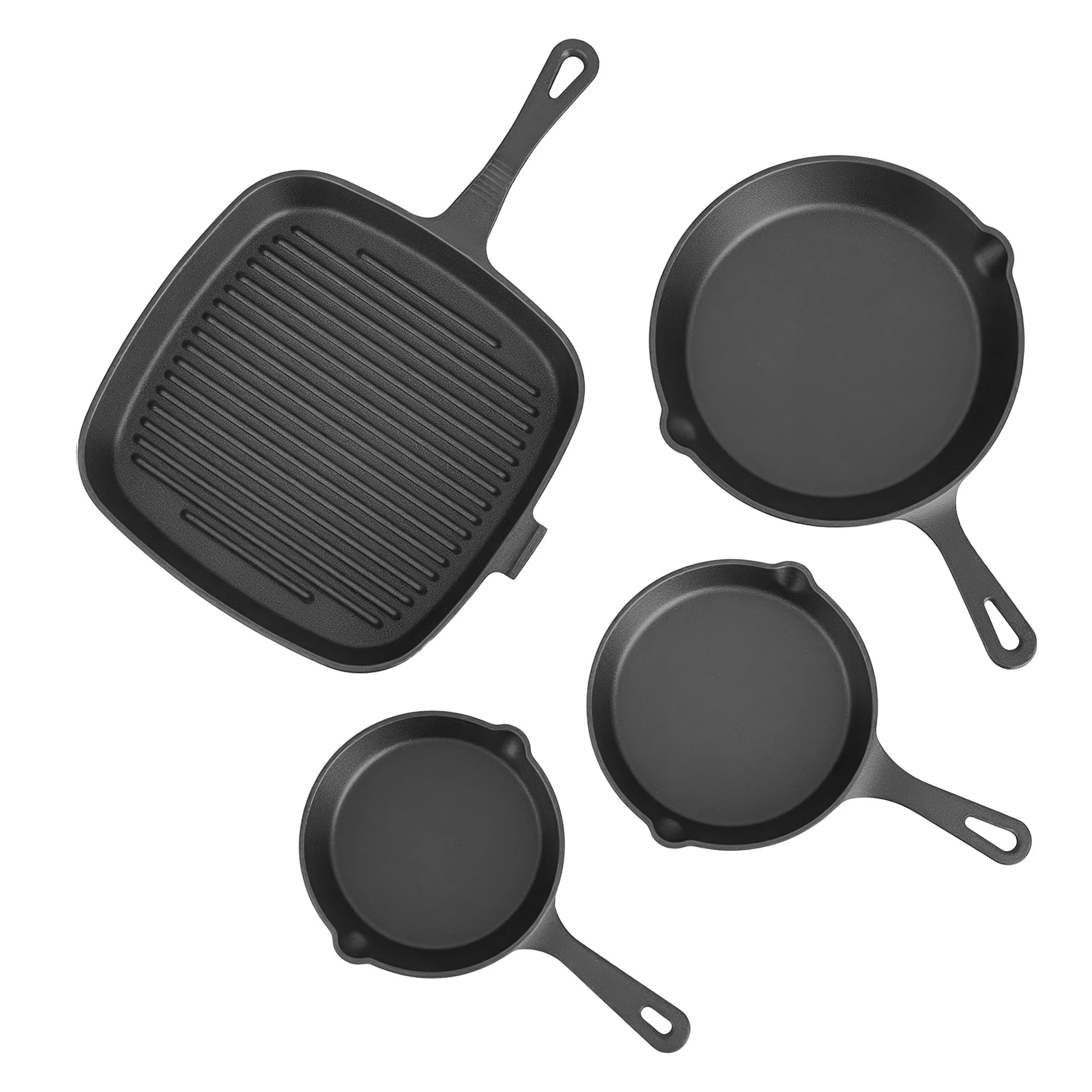1 5-Star Chef 4 Piece Frying Pan Set Cookware for Gas Induction Ceramic Campfire 14/16/20/24cm - Black, 1 of 8