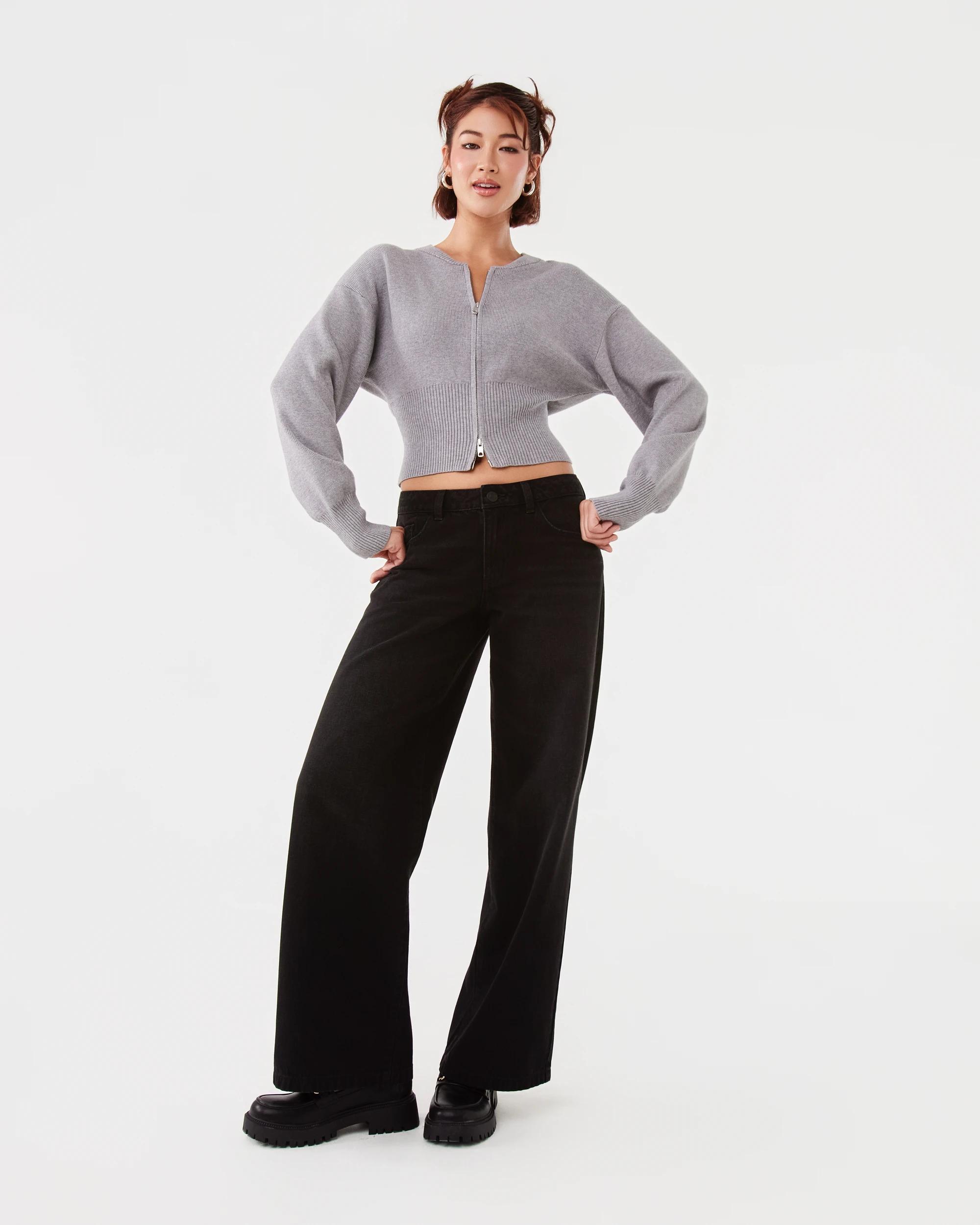 2 Zip Front Knit Cardigan Gry Charc, 2 of 8