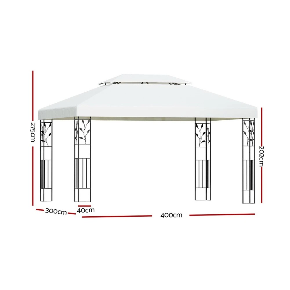 2 Instahut Gazebo 4x3m Marquee Outdoor Wedding Party Event Tent Home Iron Art Shade - White, 2 of 6