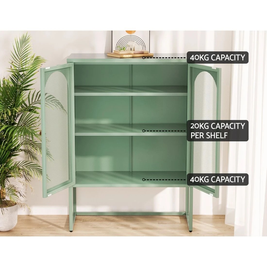7 Artiss Buffet Sideboard Metal Cabinet
 - Green, 7 of 8