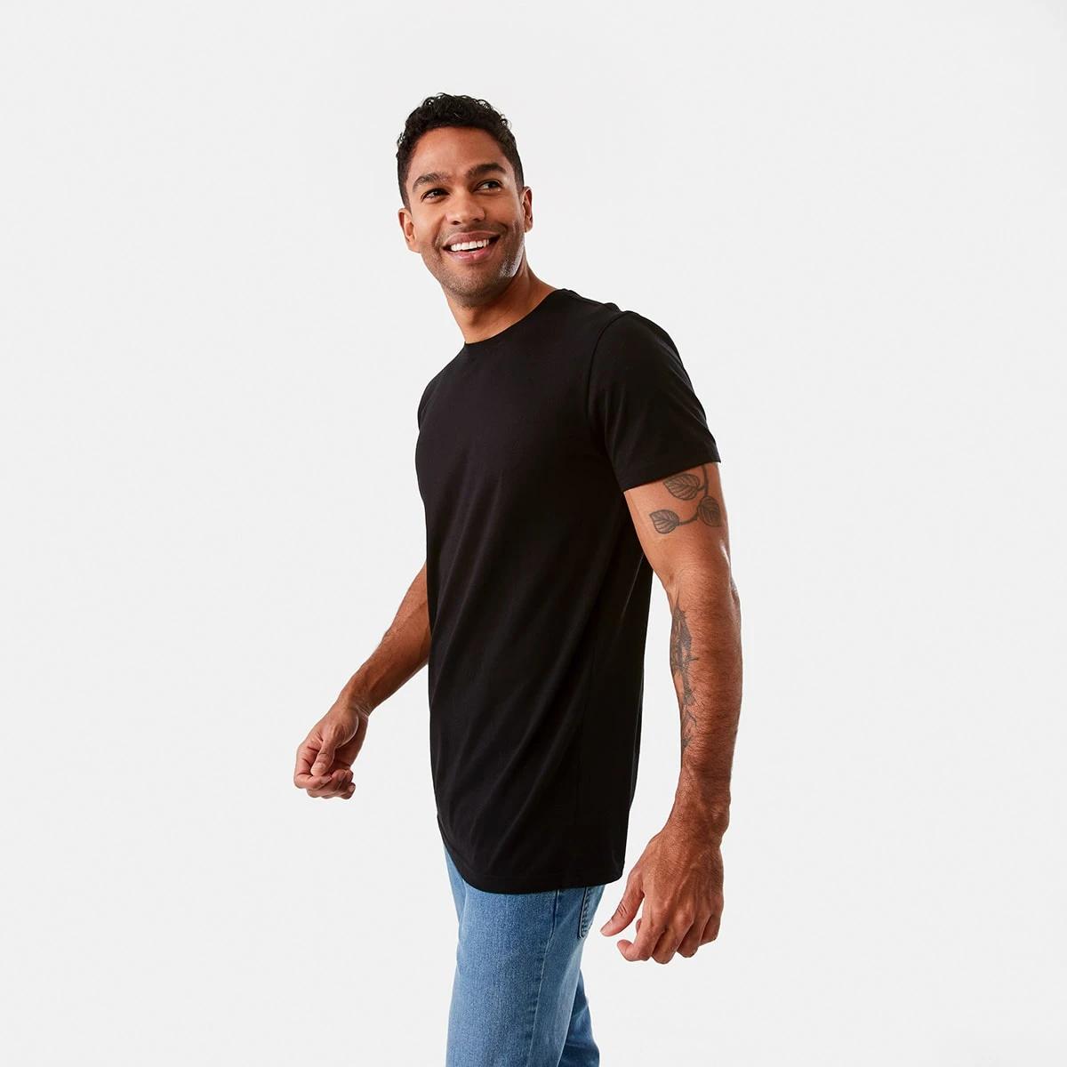 2 Australian Grown Cotton Longline T-shirt Black, 2 of 6