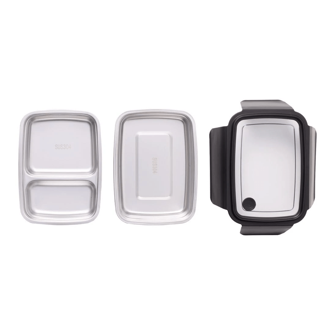 3 Studymate Stainless Steel Double Bento Box Black, 3 of 4