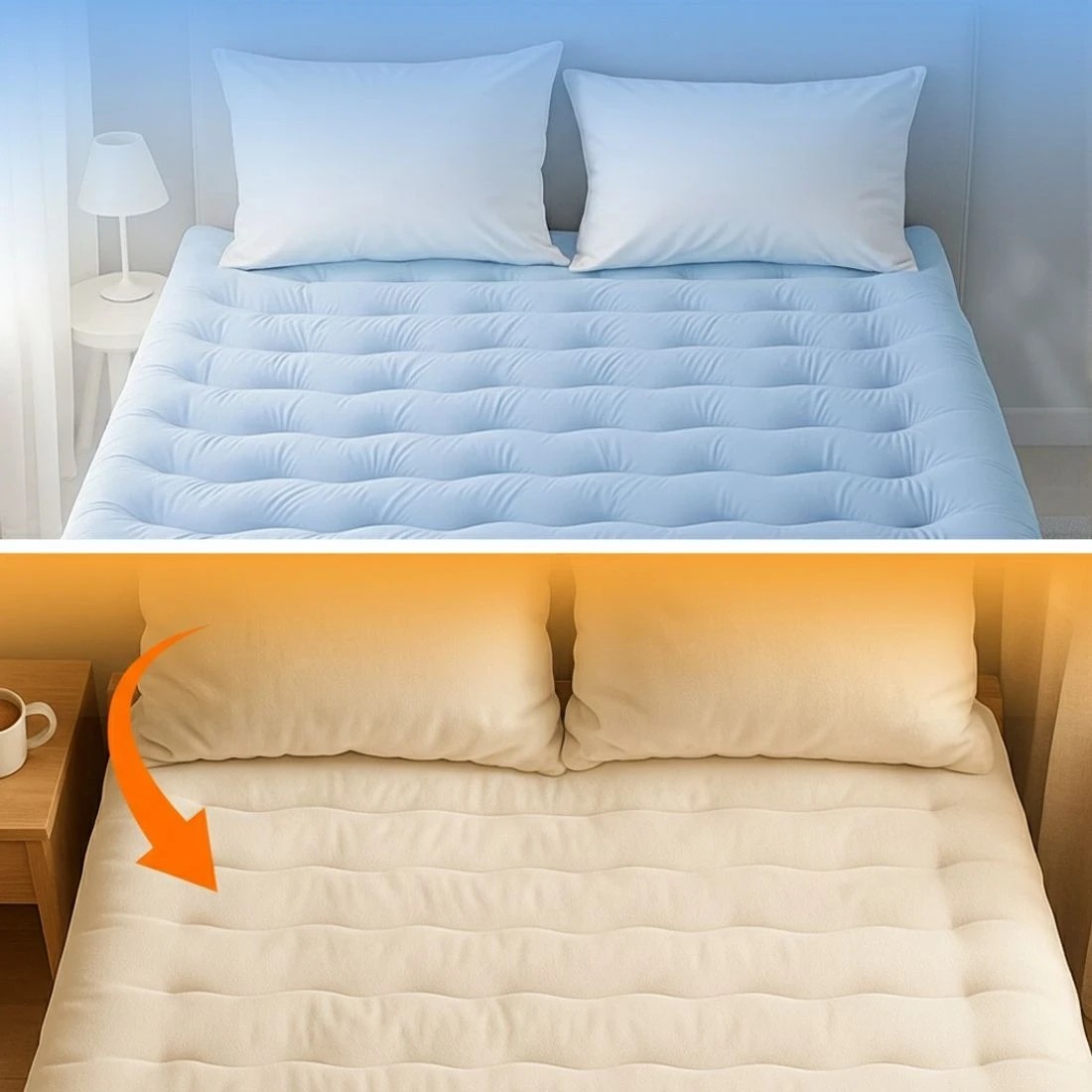 6 Giselle 5cm Mattress Topper Pillowtop toppers Double - Blue, 6 of 9