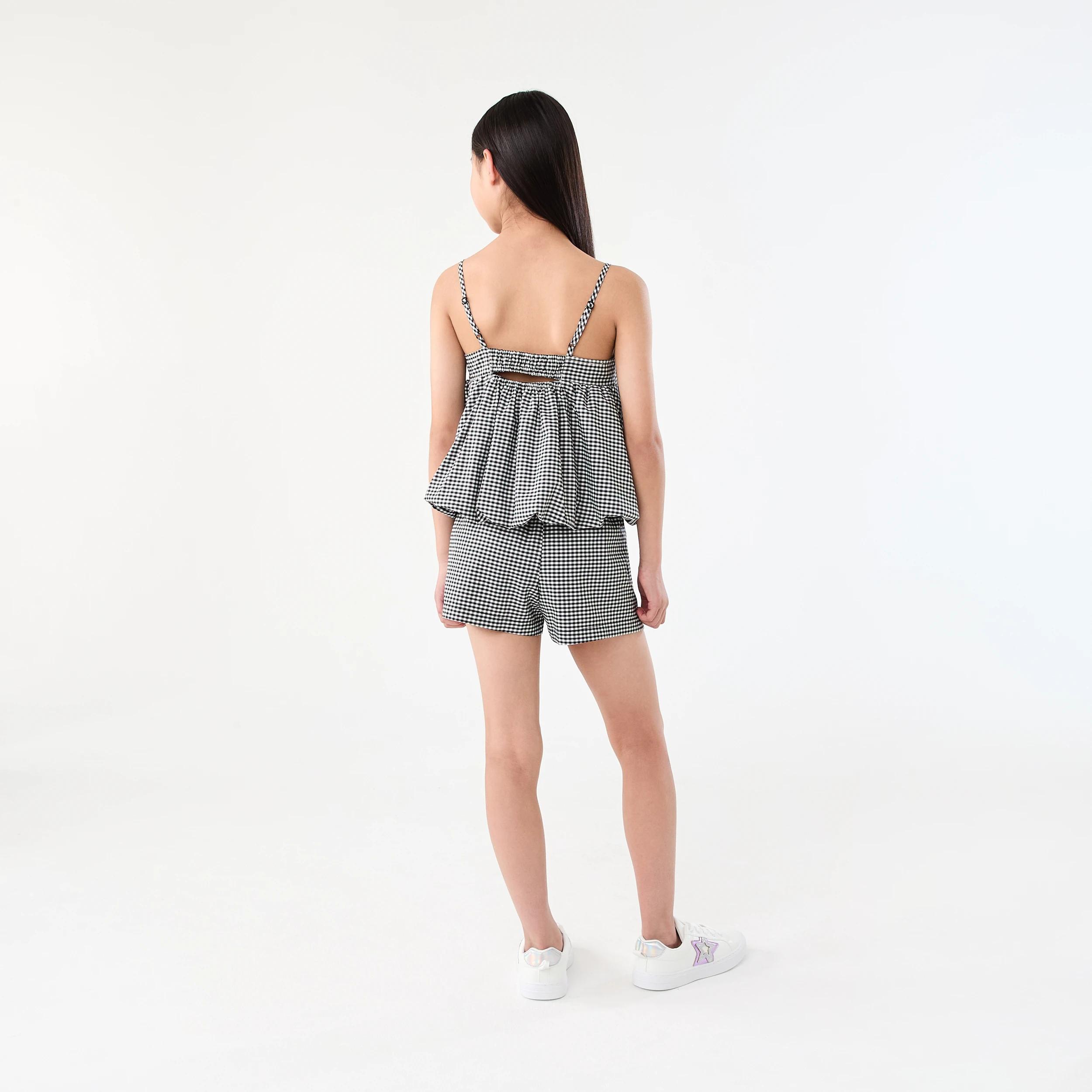 8 Bubble Hem Woven Top Blk Gnghnm, 8 of 8