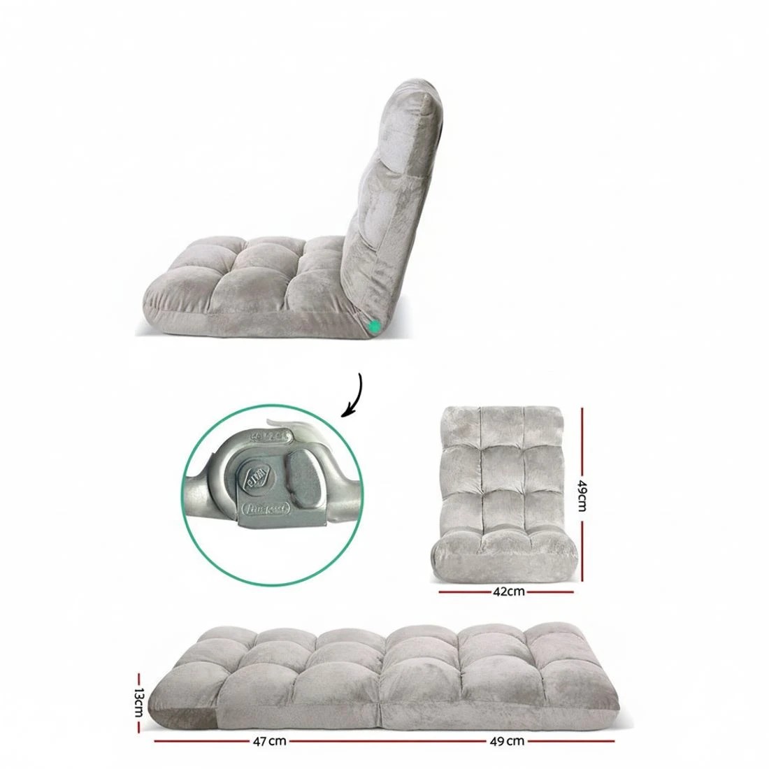 5 Artiss Lounge Sofa Bed Flannel Fabric - Grey, 5 of 7