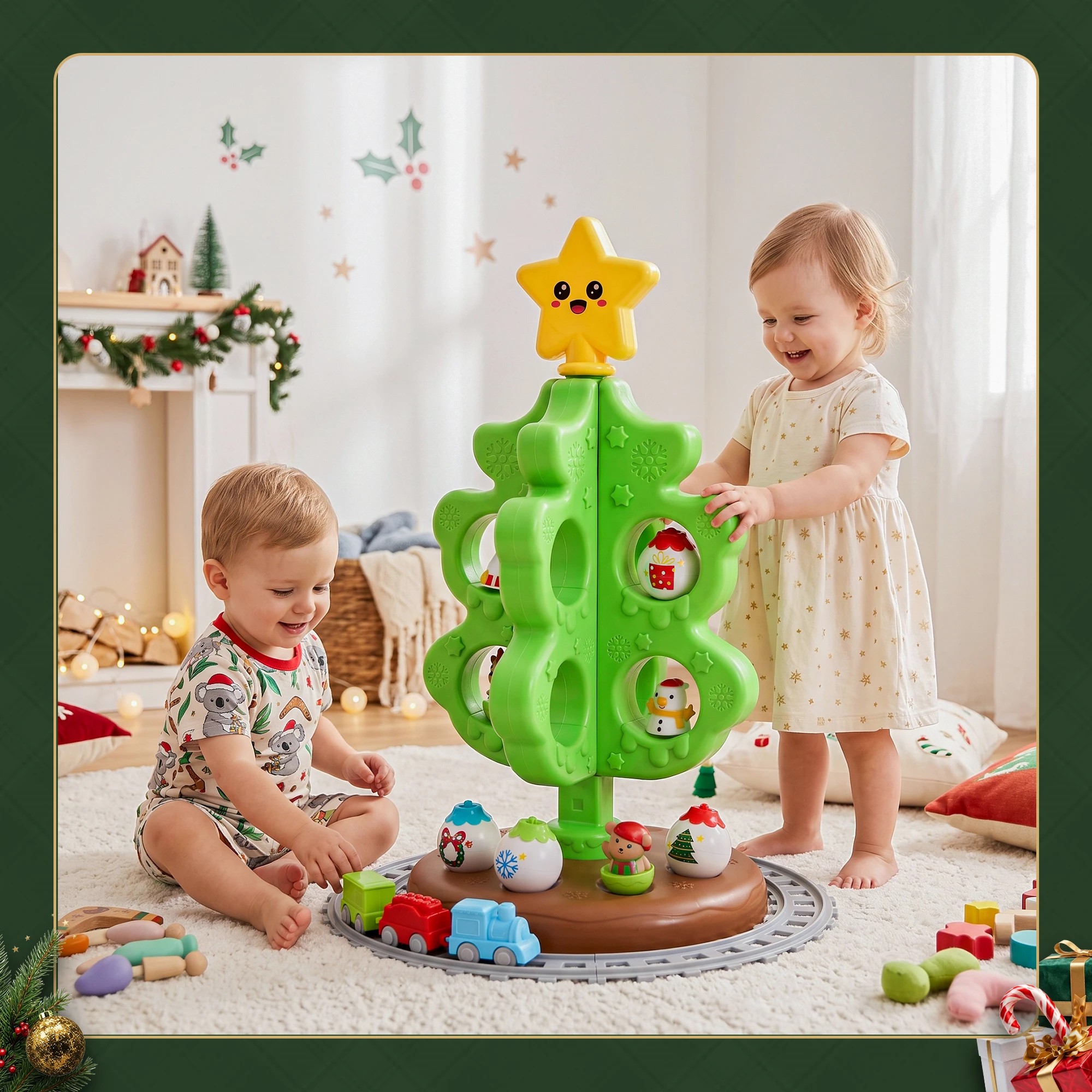 4 Jingle Jollys Toddler First Christmas Tree Mini Xmas Tree Toy Set with Train - Green, 4 of 7