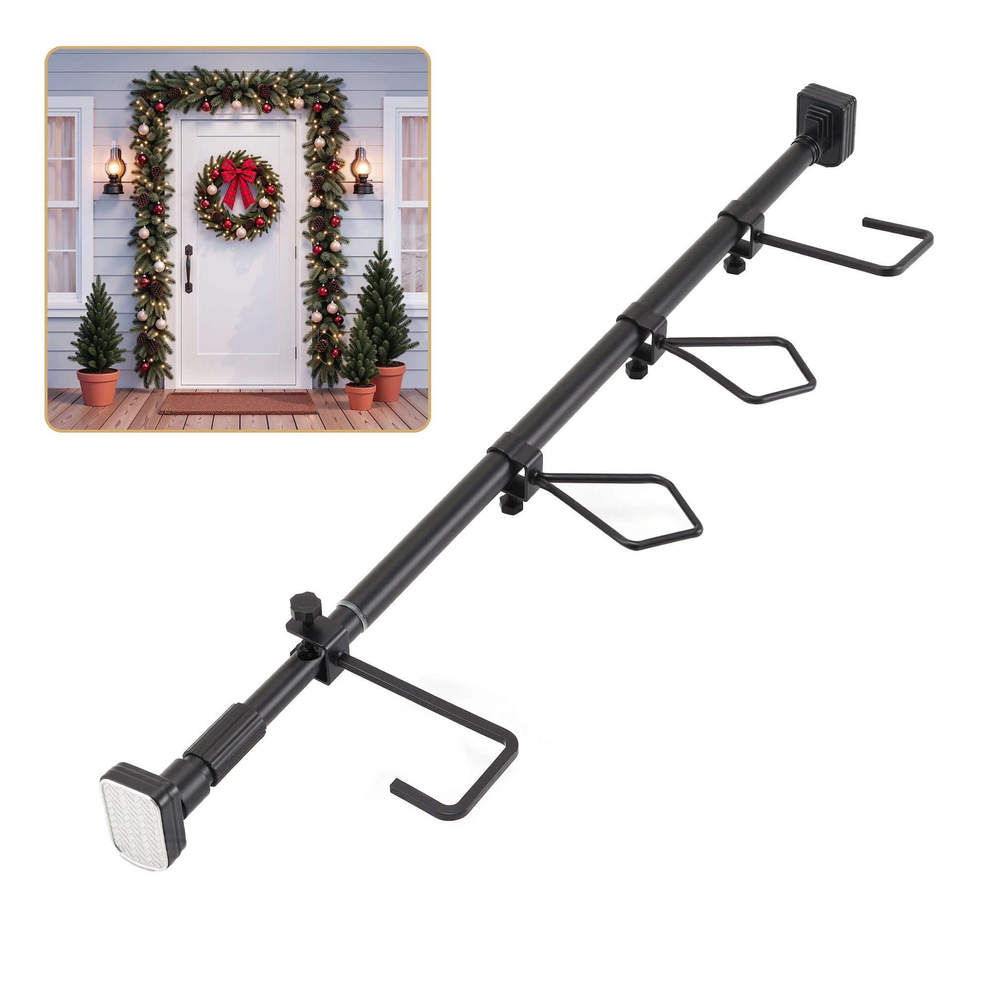 1 Jingle Jollys Christmas Garland Hook Wreath Hanger Fits 85-125CM Door - Black, 1 of 8