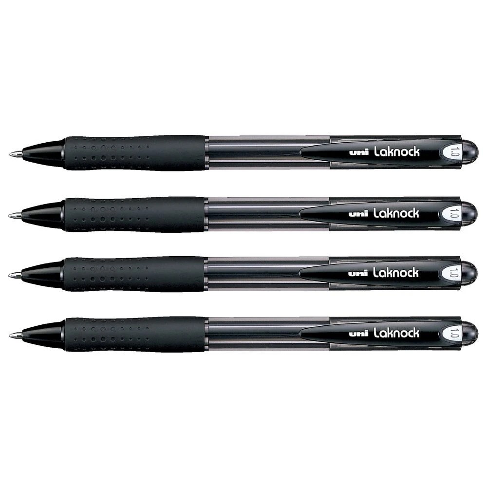 2 Uni Laknock Retractable Ballpoint Pens 1.0 Black 4 Pack, 2 of 2