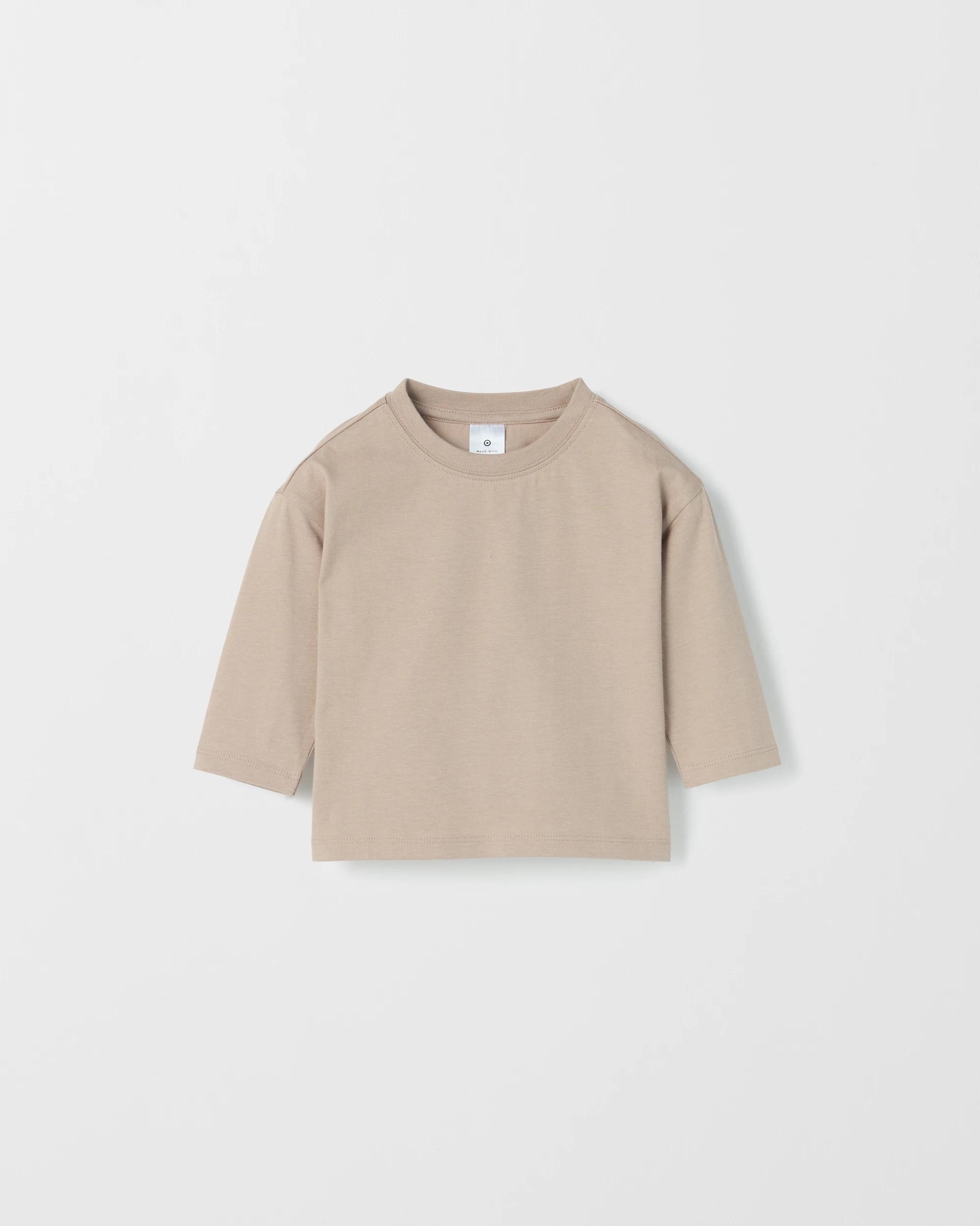 4 Target Baby Baby Organic Cotton 3 Pack Long Sleeve T-Shirts PINK TAUPE OATMEAL, 4 of 5