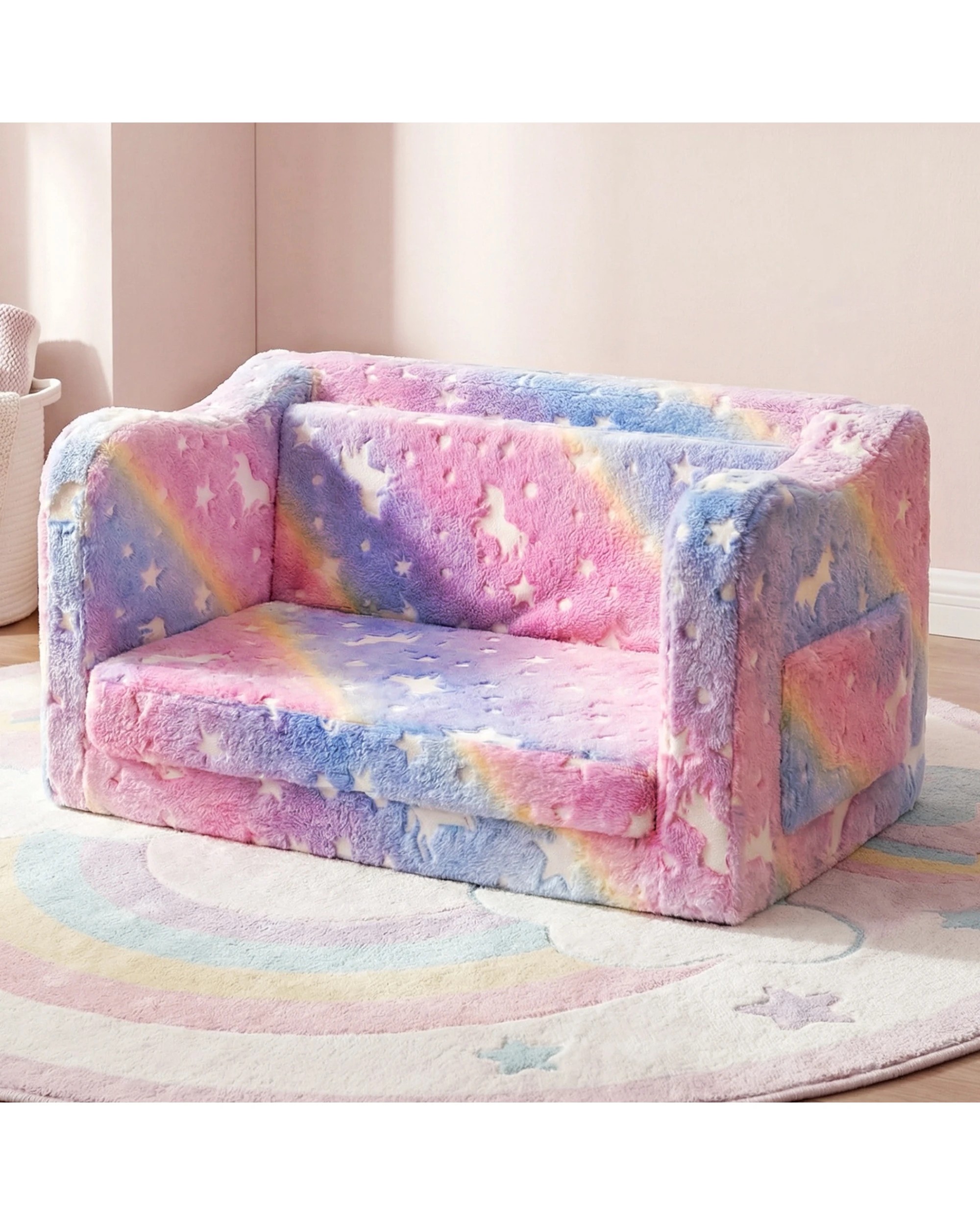 3 Advwin 2-in-1 Kids Flip Open Sofa Couch Foldable Bed, 3 of 8