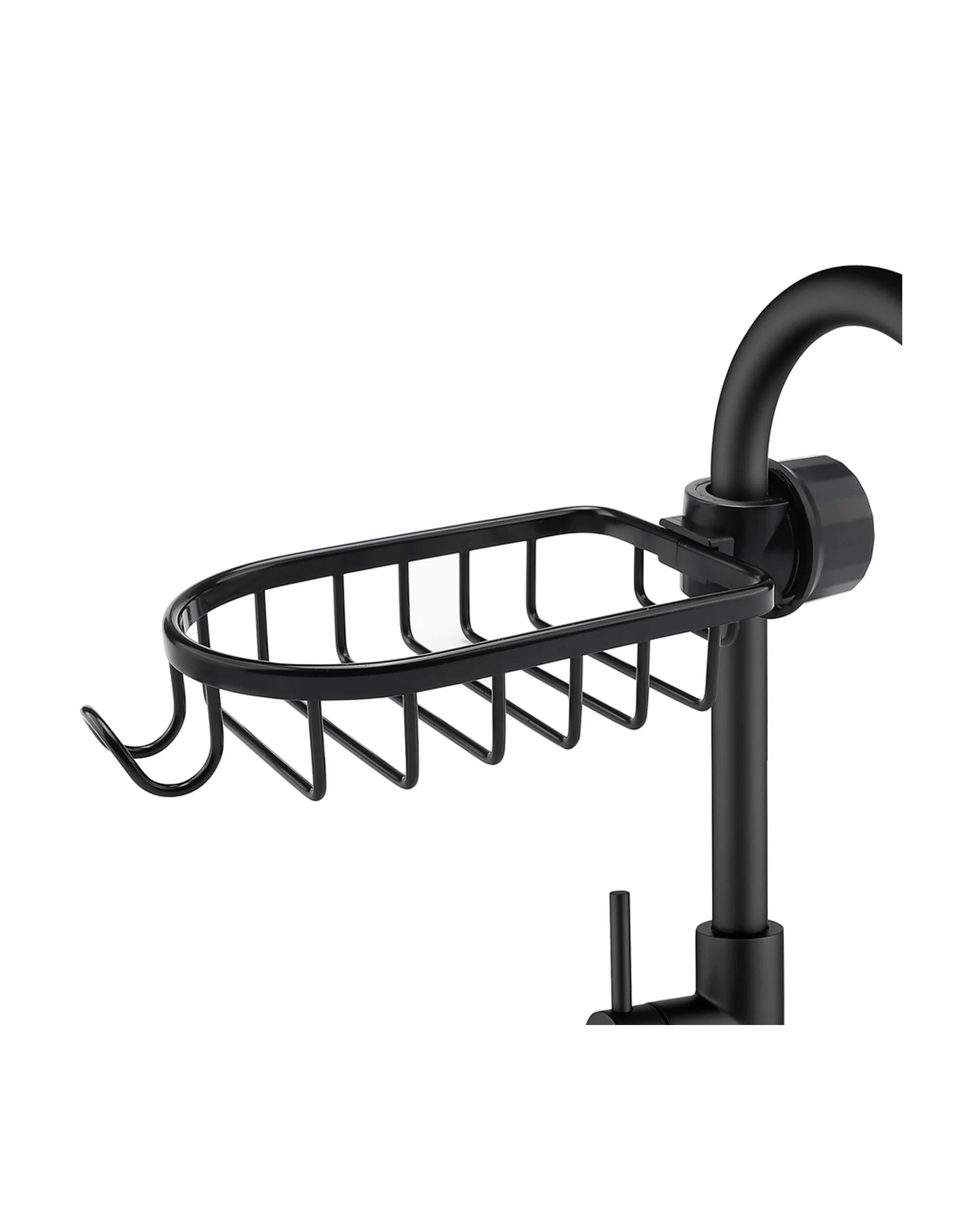 4 Kitchen Sponge Holder Faucet Caddy Bath Shower Storage Rack Aluminium Alloy Rust Free Waterproof - Black - Black, 4 of 4