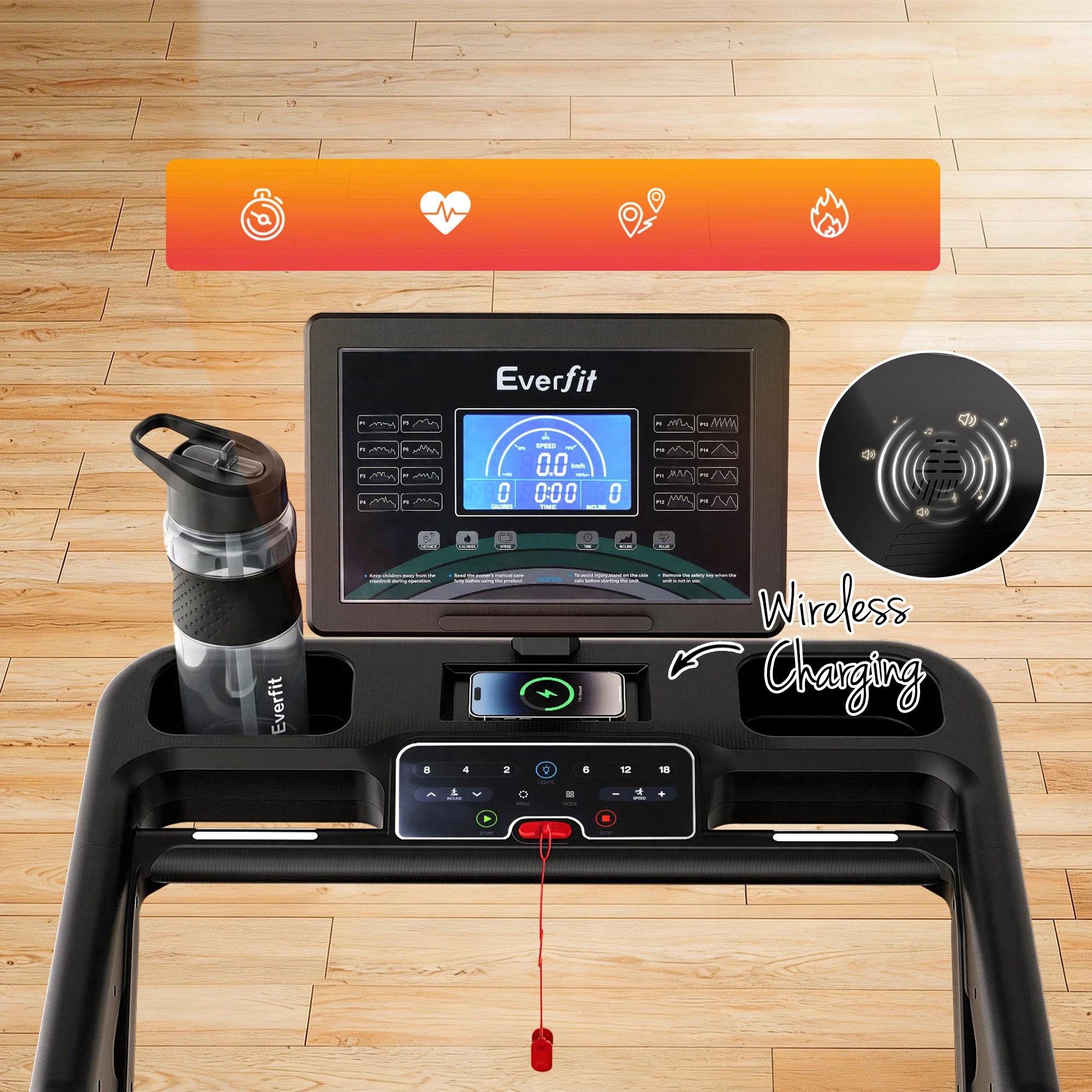 7 Everfit 3 in 1 Treadmill 30% Auto Incline Foldable Treadmills for Home with LED Lights 500mm Belt, 7 of 9