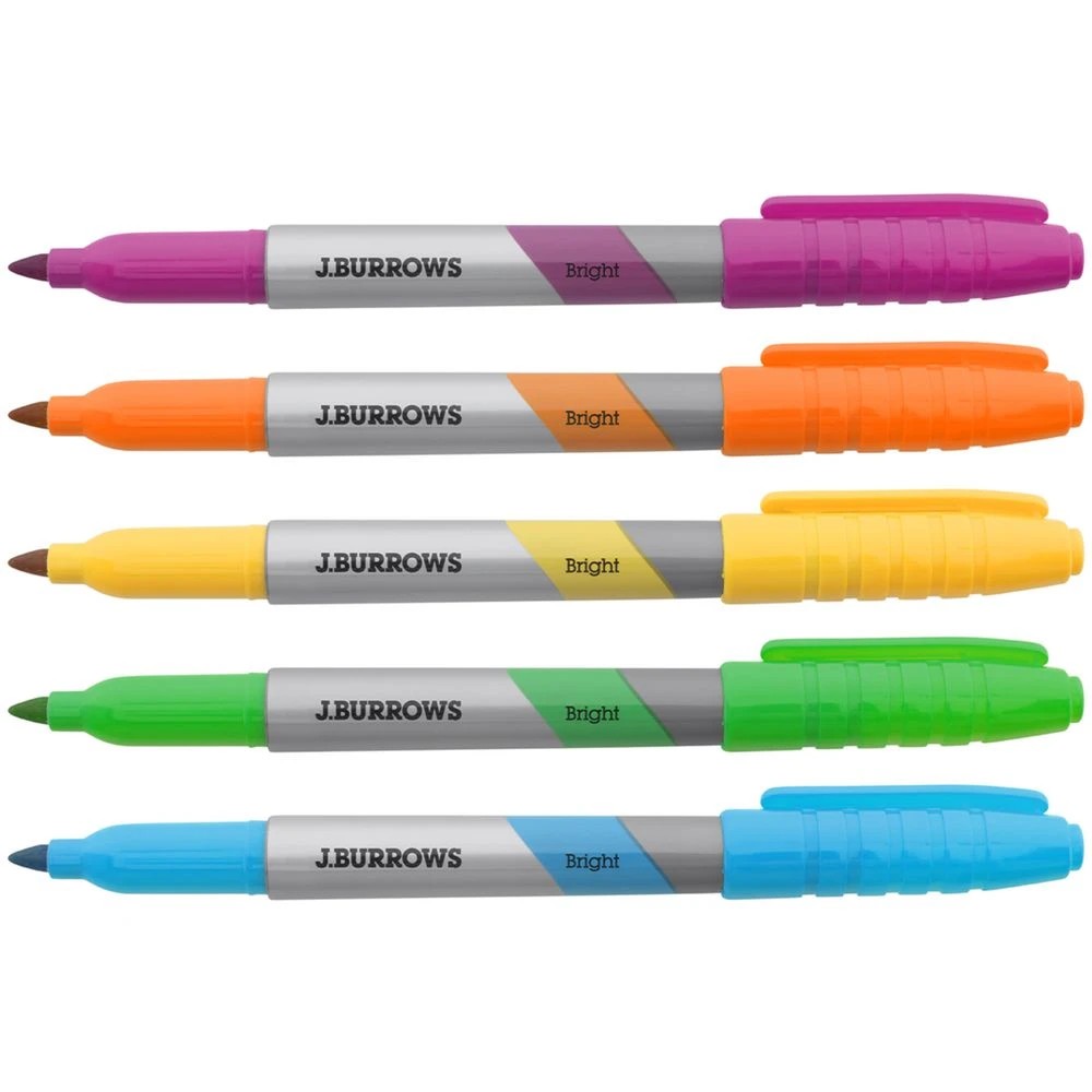 2 J.Burrows Permanent Markers 1mm Bullet Brights 5 Pack, 2 of 5