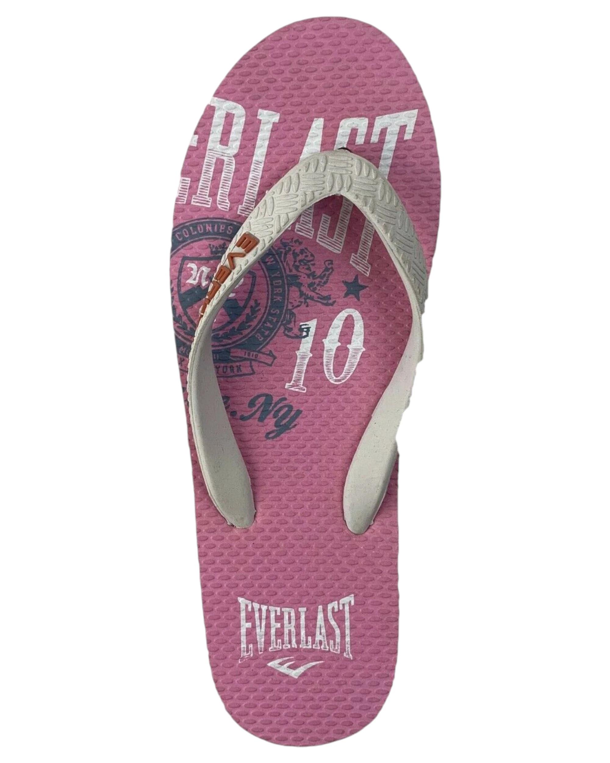 1 Everlast Womens Thongs Flip Flops Slippers Beach Thong PINK/WHITE, 1 of 1